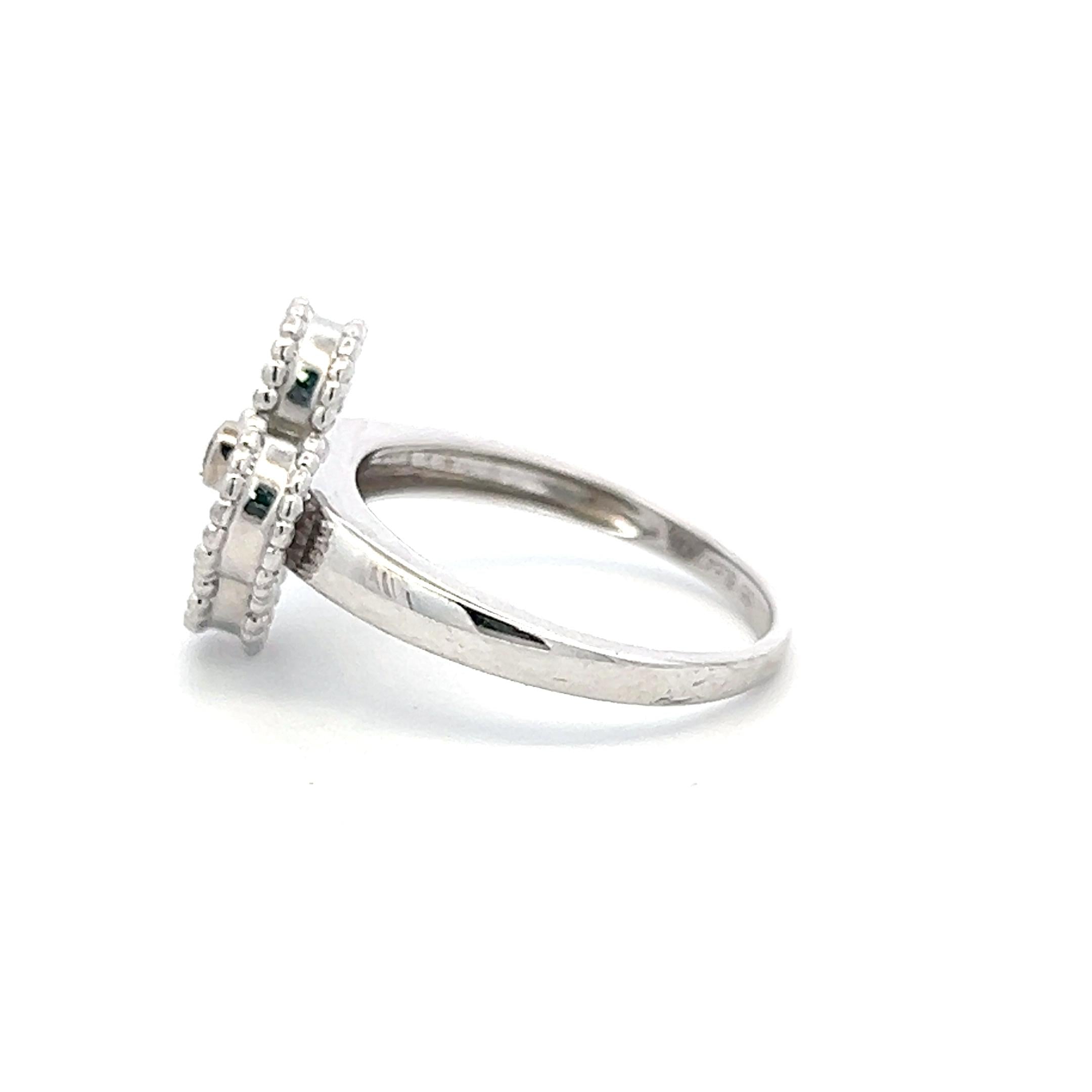 Van Cleef & Arpels 18K WG Cocktail Ring with 0.05ct Round F VS Diamond Size 7