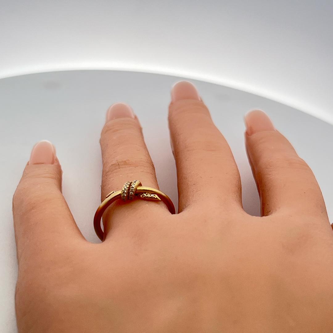Tiffany & Co 18K Yellow Gold Cocktail Ring 0.05 Carat Round Diamonds Size 7.25