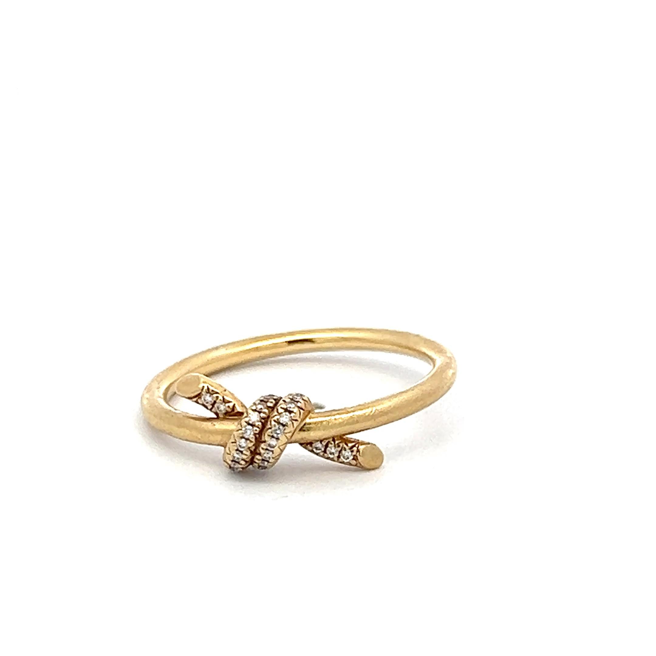 Tiffany & Co 18K Yellow Gold Cocktail Ring 0.05 Carat Round Diamonds Size 7.25