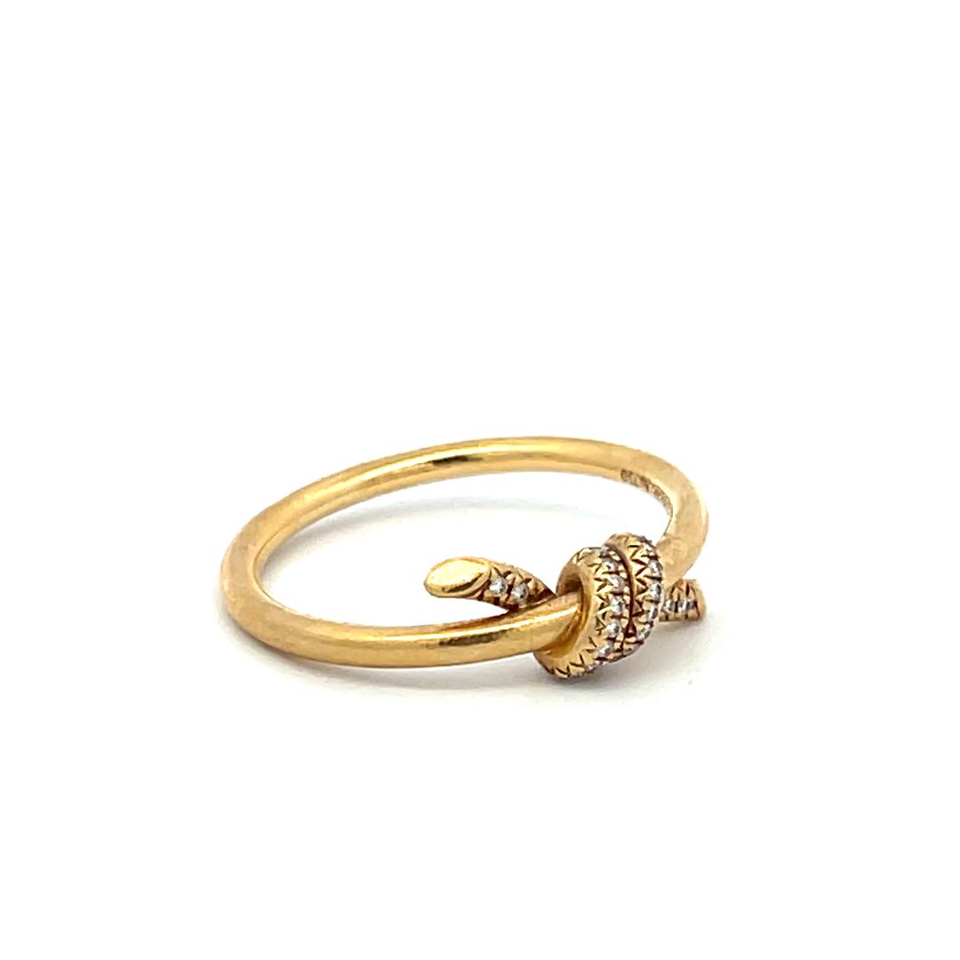 Tiffany & Co 18K Yellow Gold Cocktail Ring 0.05 Carat Round Diamonds Size 7.25