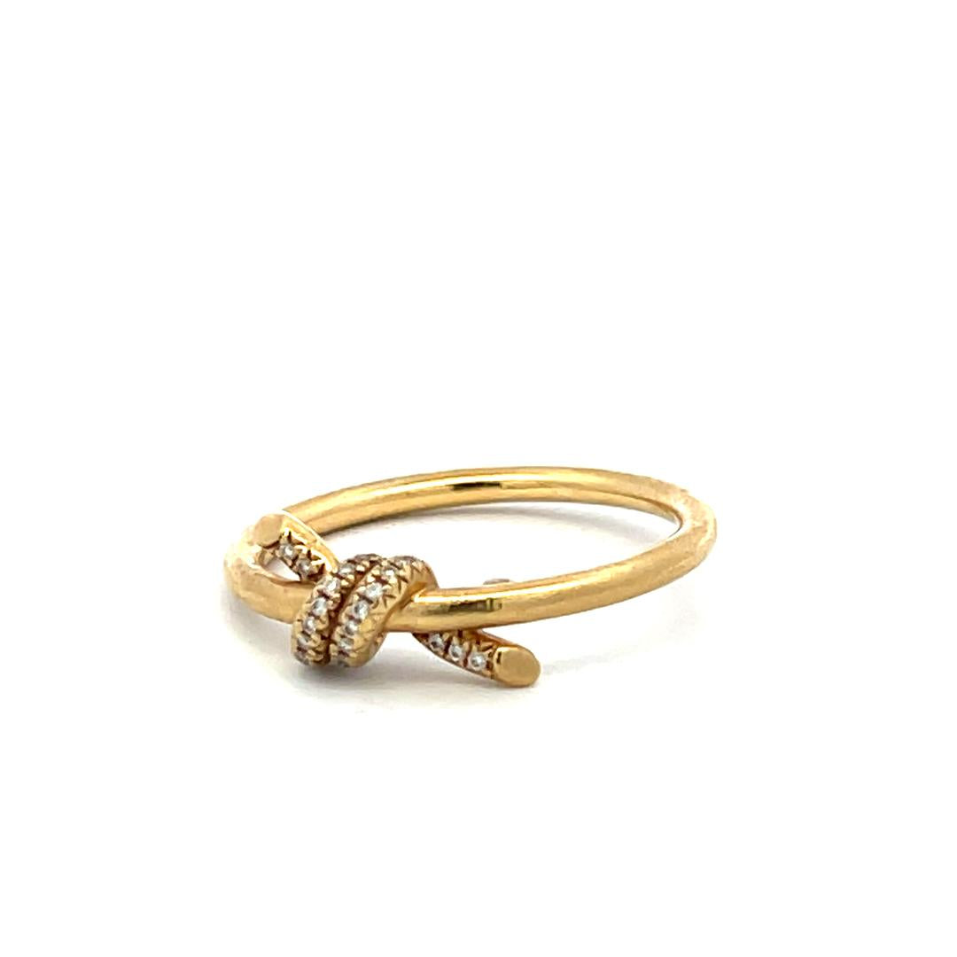 Tiffany & Co 18K Yellow Gold Cocktail Ring 0.05 Carat Round Diamonds Size 7.25