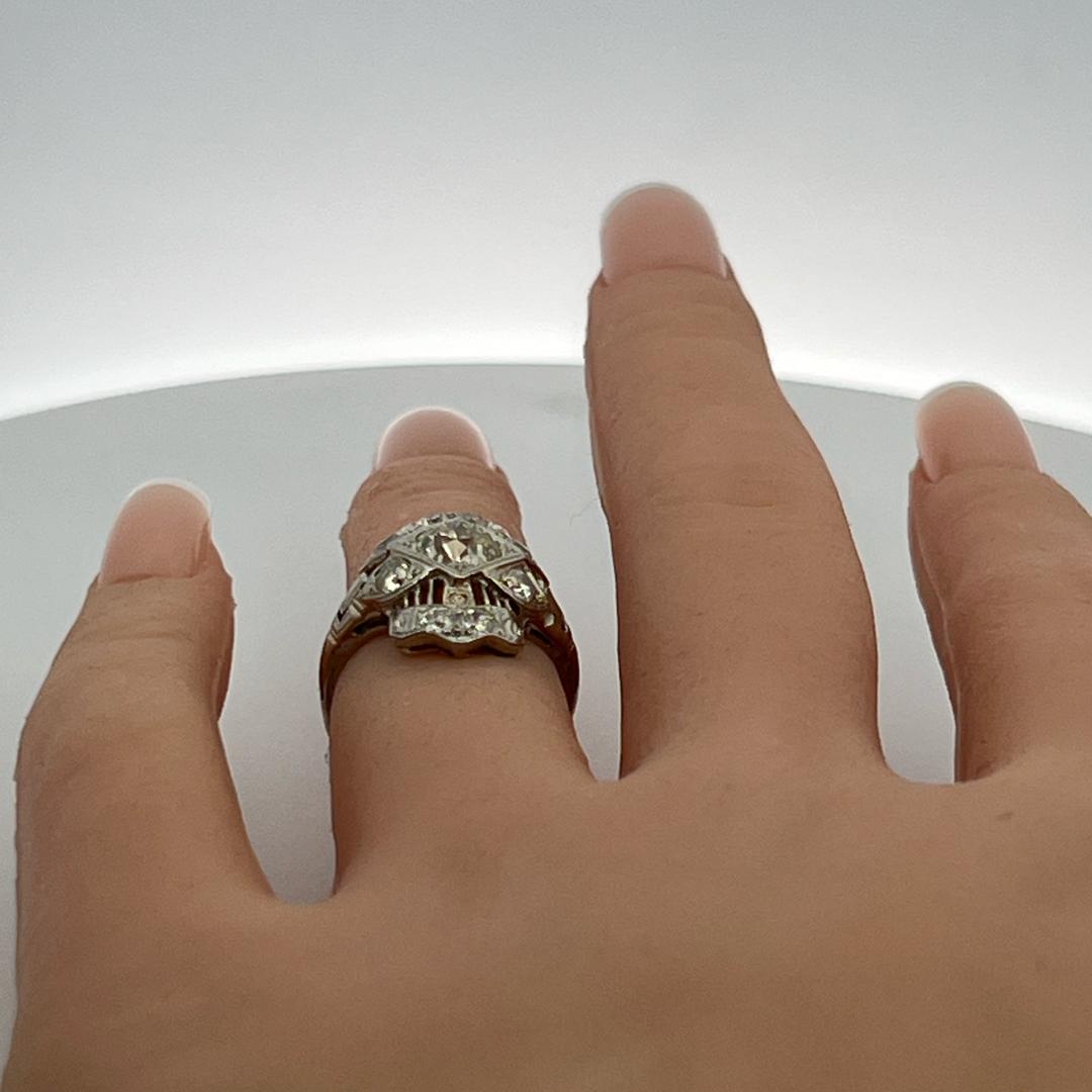 Vintage 18K WG Art Deco Ring with 1.8 Carat Old European Cut Diamonds Size 5