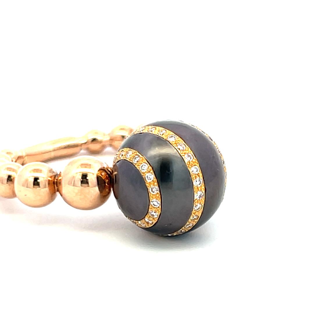 Vintage 18K Rose Gold Cocktail Ring 0.15ct Round I SI Diamond & Pearls Size 6