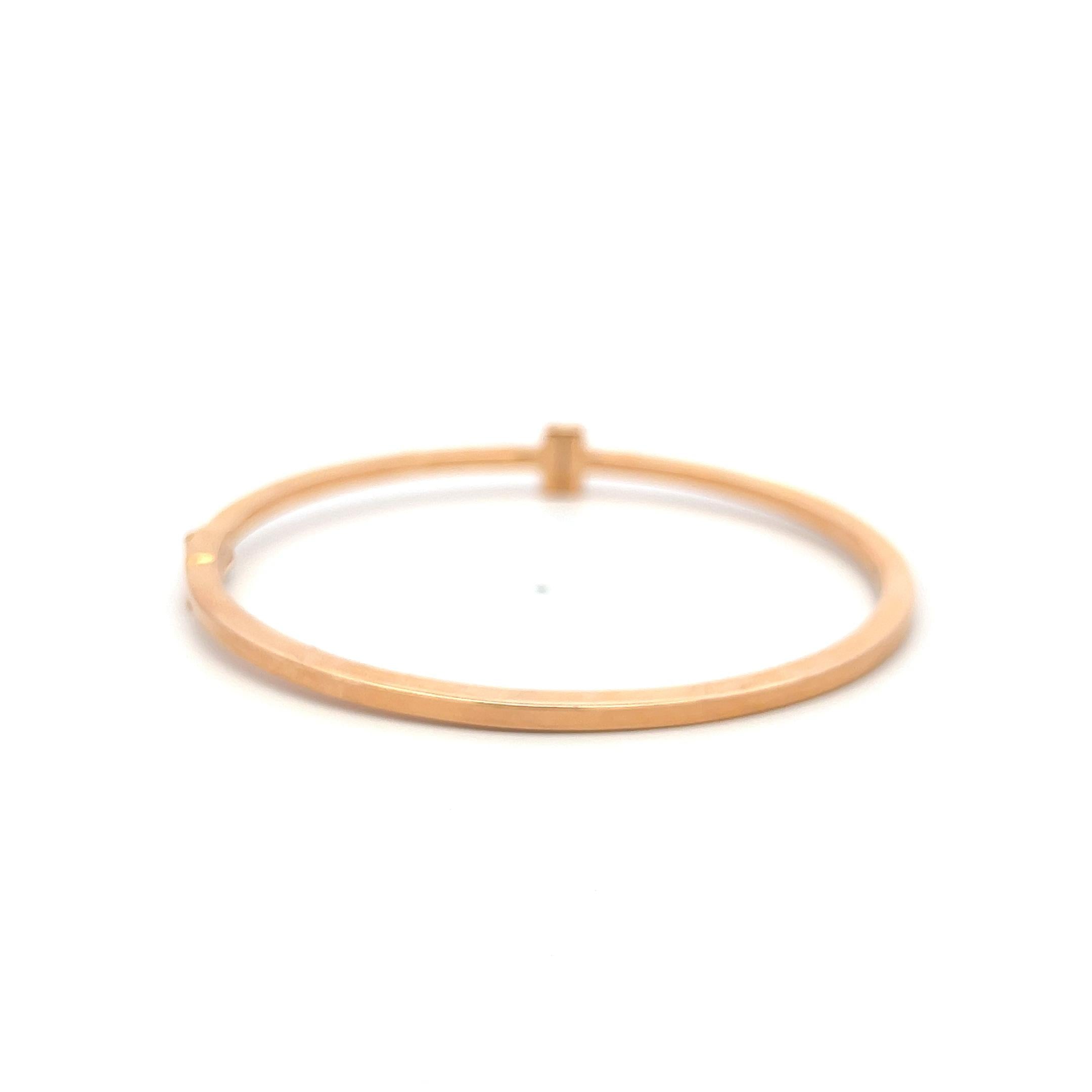Tiffany & Co 18K Rose Gold Bangle Bracelet with 0.33 Carat Round F VVS Diamonds