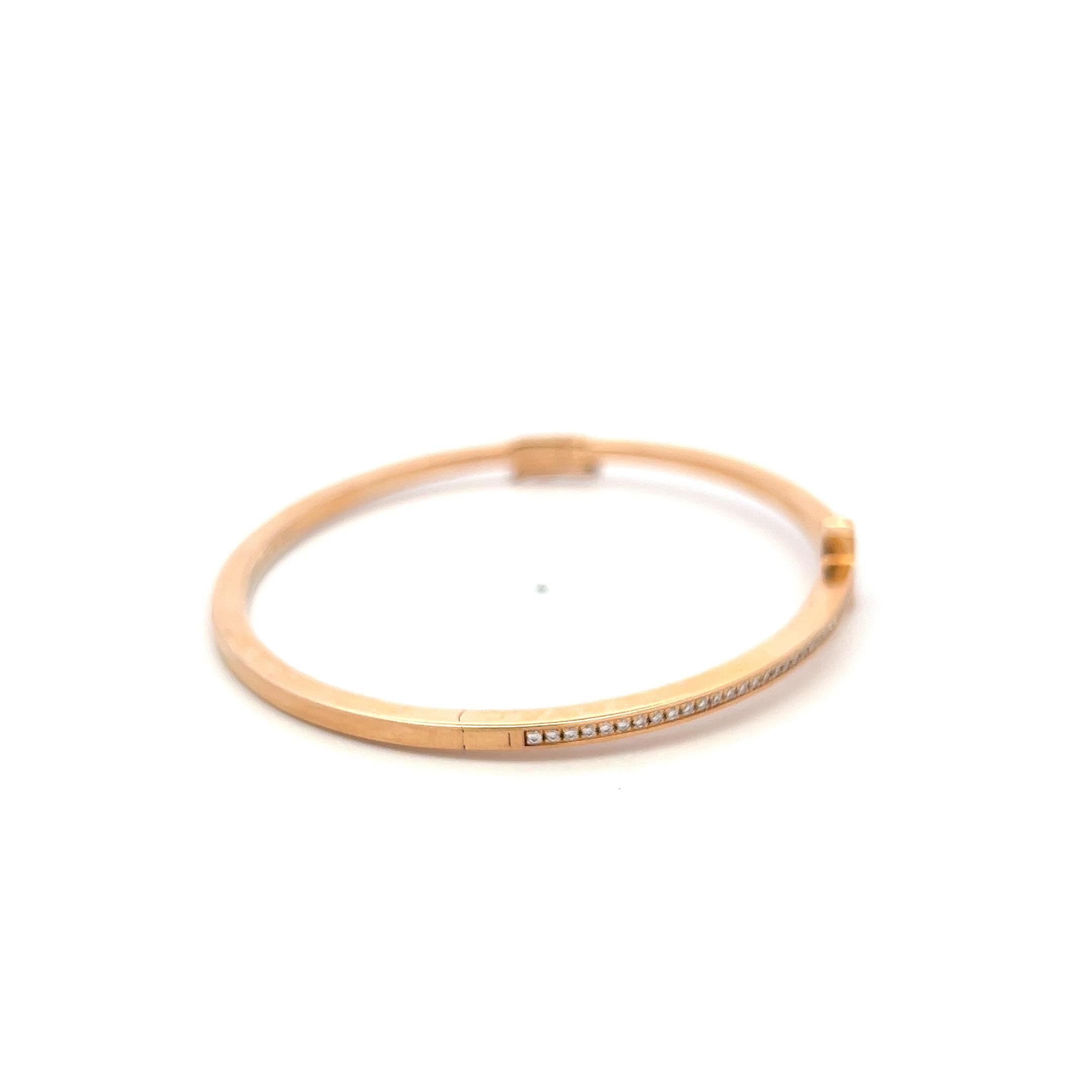 Tiffany & Co 18K Rose Gold Bangle Bracelet with 0.33 Carat Round F VVS Diamonds