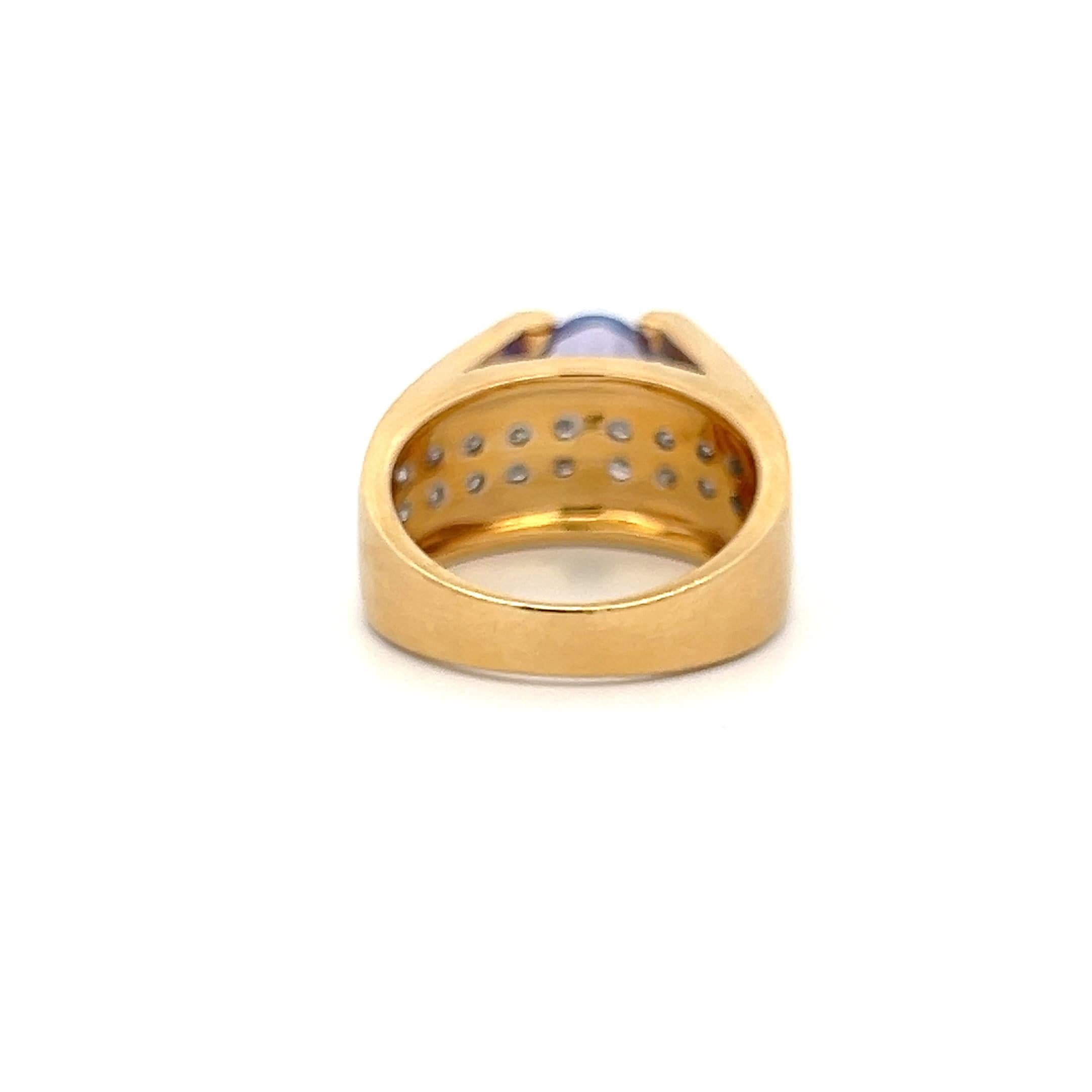 18K YG Cocoktail Ring with 0.2ct Round H VS Diamonds & 2.5ct Tanzanite Size 7