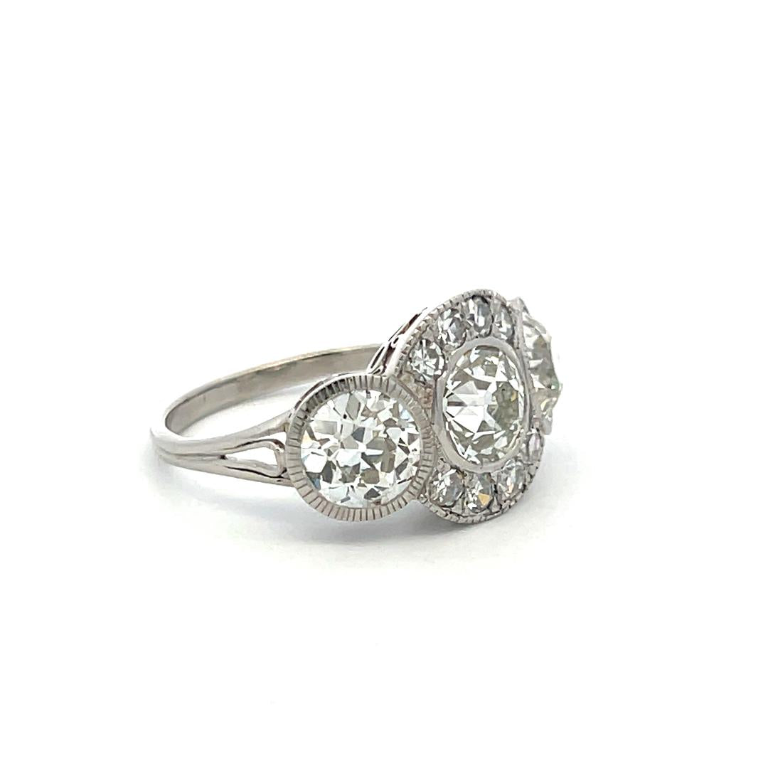 18K WG Art Deco Ring with 4.64 Carat Old European Cut Diamonds Size 7.75 GIA