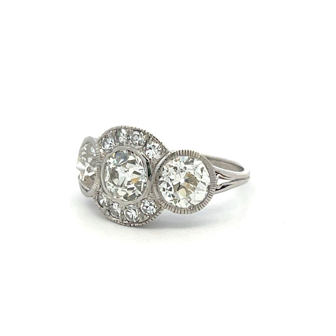 18K WG Art Deco Ring with 4.64 Carat Old European Cut Diamonds Size 7.75 GIA