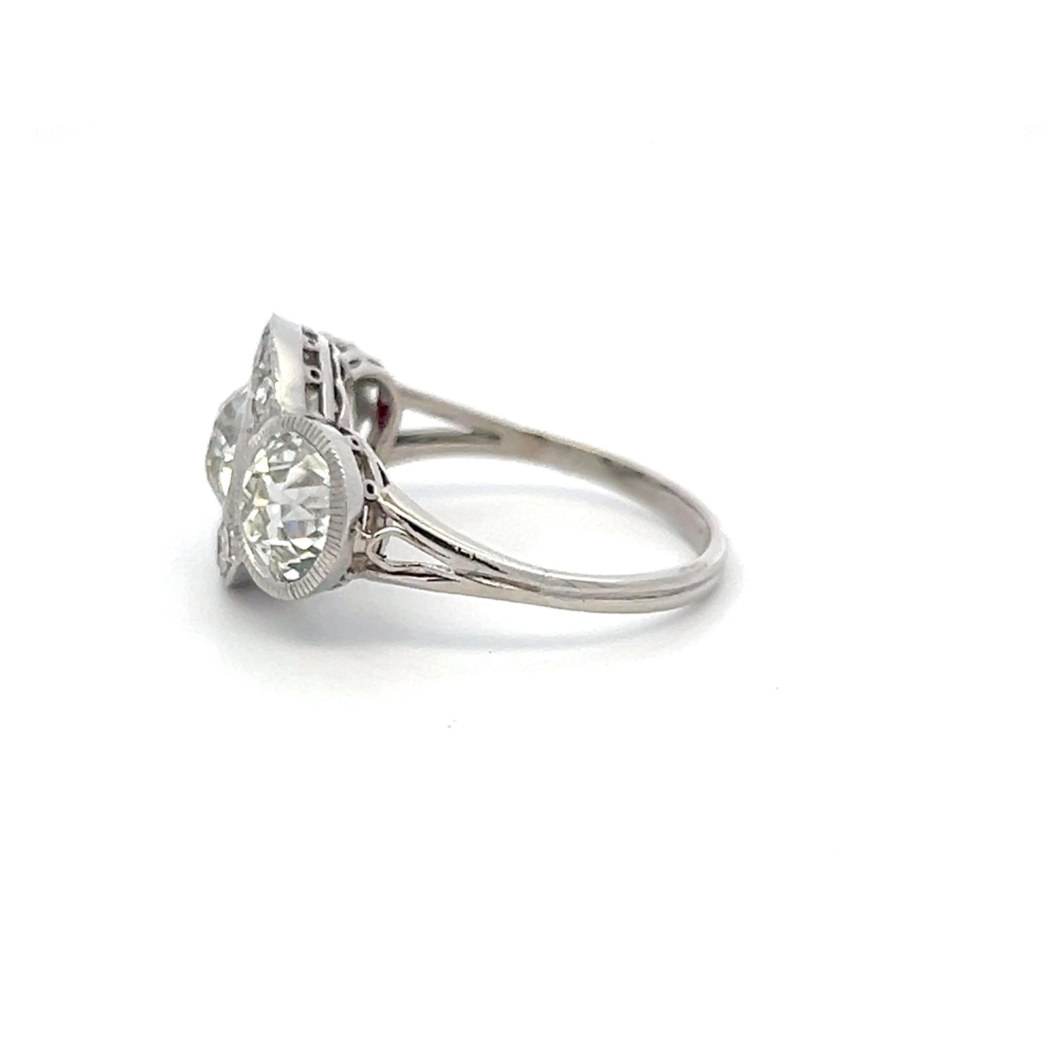 18K WG Art Deco Ring with 4.64 Carat Old European Cut Diamonds Size 7.75 GIA