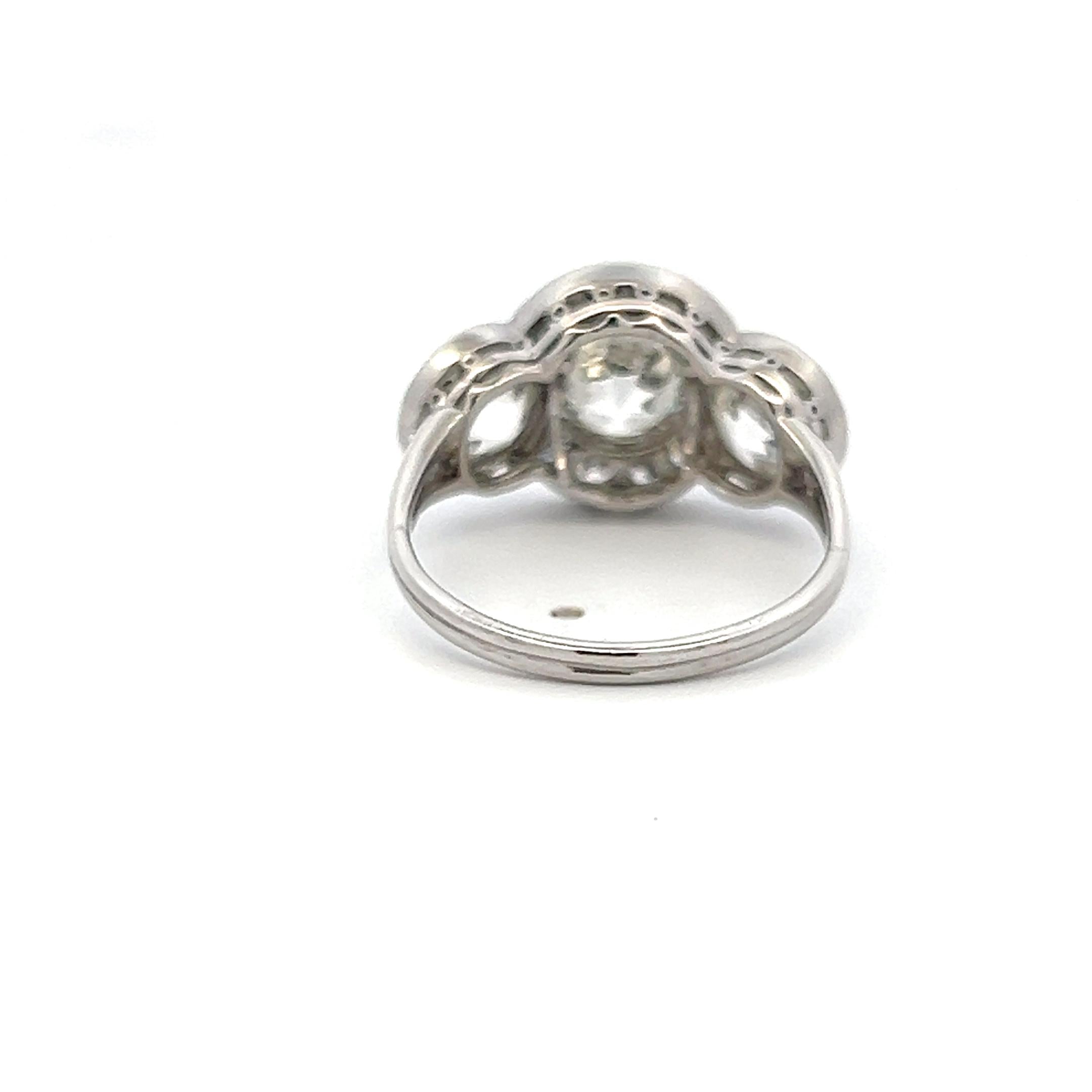 18K WG Art Deco Ring with 4.64 Carat Old European Cut Diamonds Size 7.75 GIA