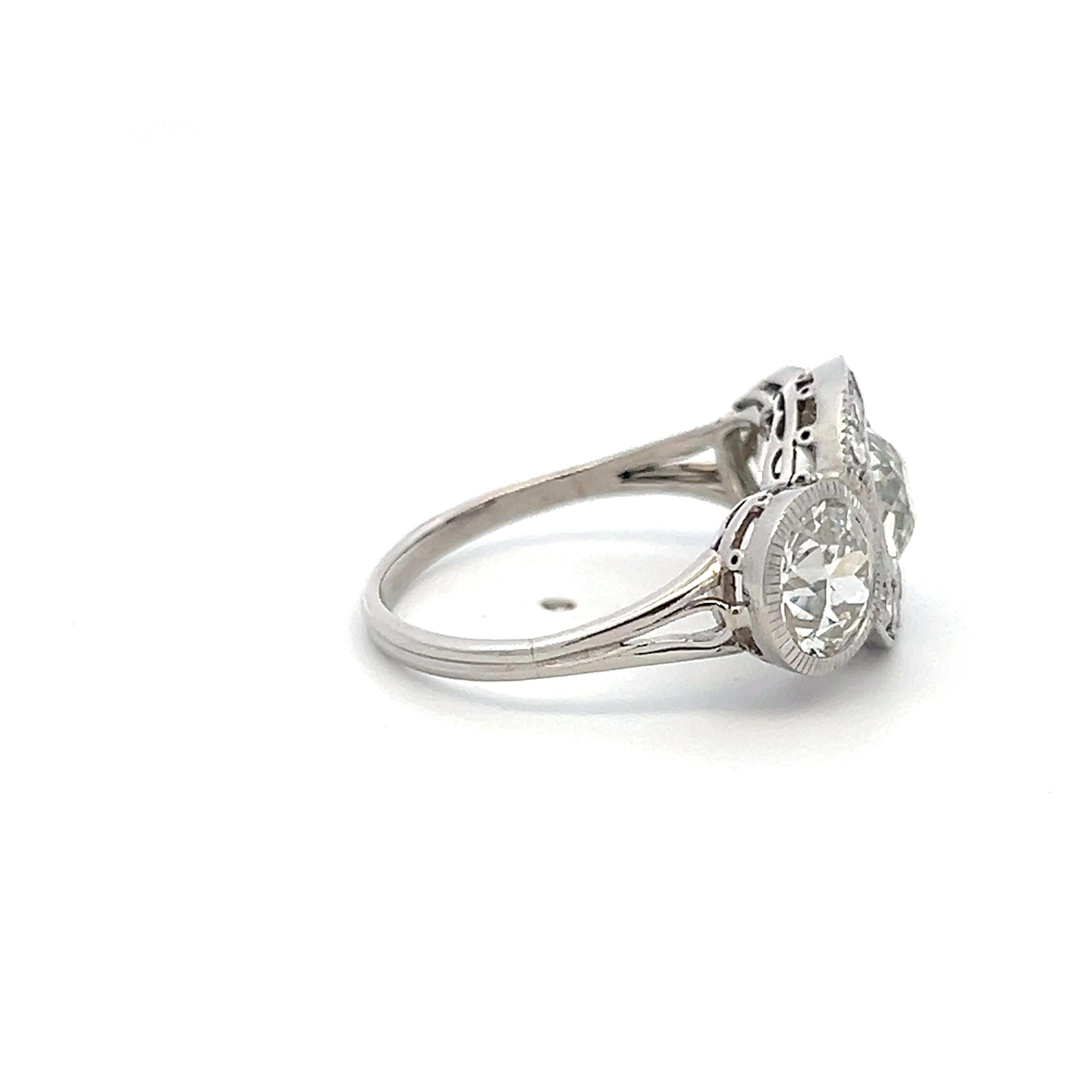 18K WG Art Deco Ring with 4.64 Carat Old European Cut Diamonds Size 7.75 GIA