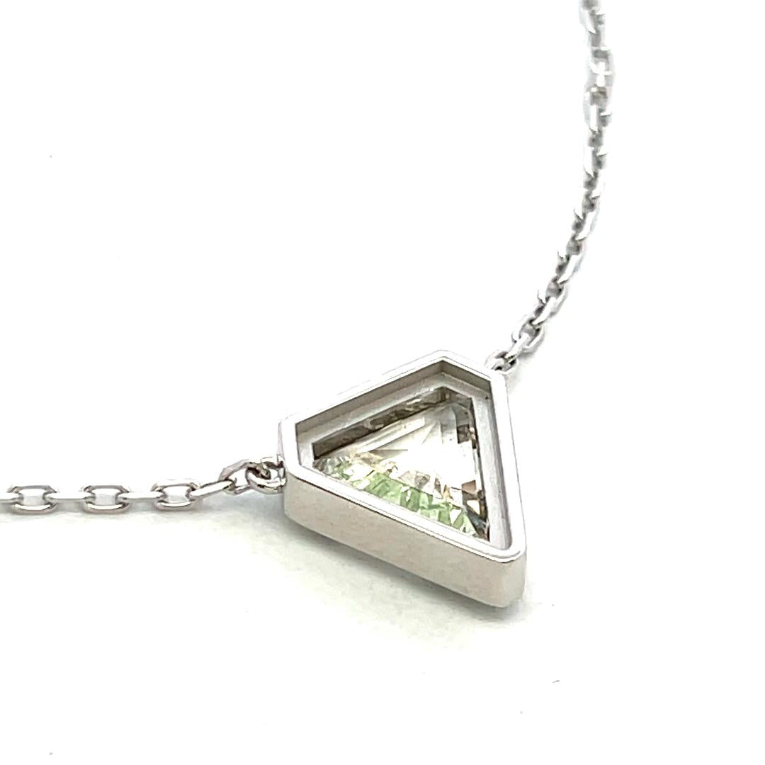 14K White Gold Pendant Necklace with 3.9 Carat Triangular Diamond L-SI2 GIA