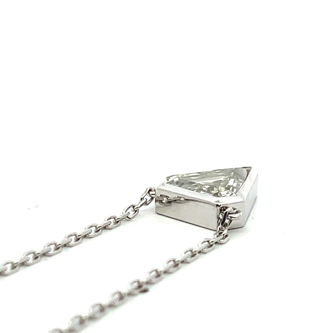 14K White Gold Pendant Necklace with 3.9 Carat Triangular Diamond L-SI2 GIA