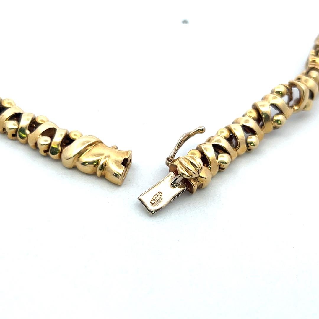 18K Yellow Gold Link Necklace with 7.7ct Diamonds 2ct Sapphire & 1ct Ruby 16 In