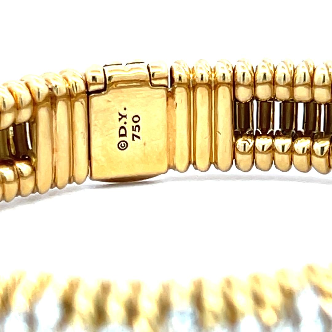 David Yurman 18K Yellow Gold Bangle Bracelet with 4.2ct Round G VS Diamonds