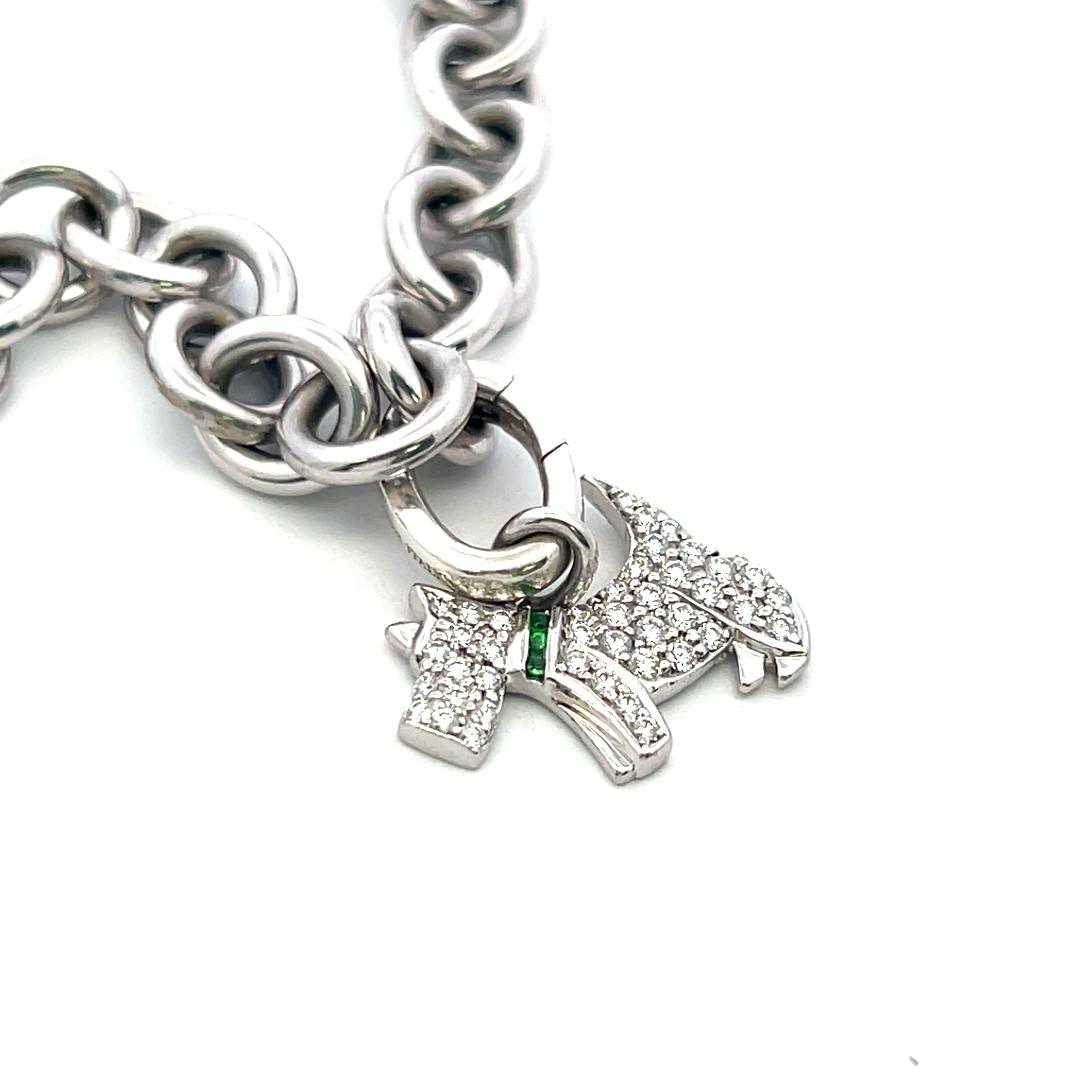 Tiffany & Co 18K Two Tone Gold Silver Charm Bracelet 1.2 Carat Round Diamonds