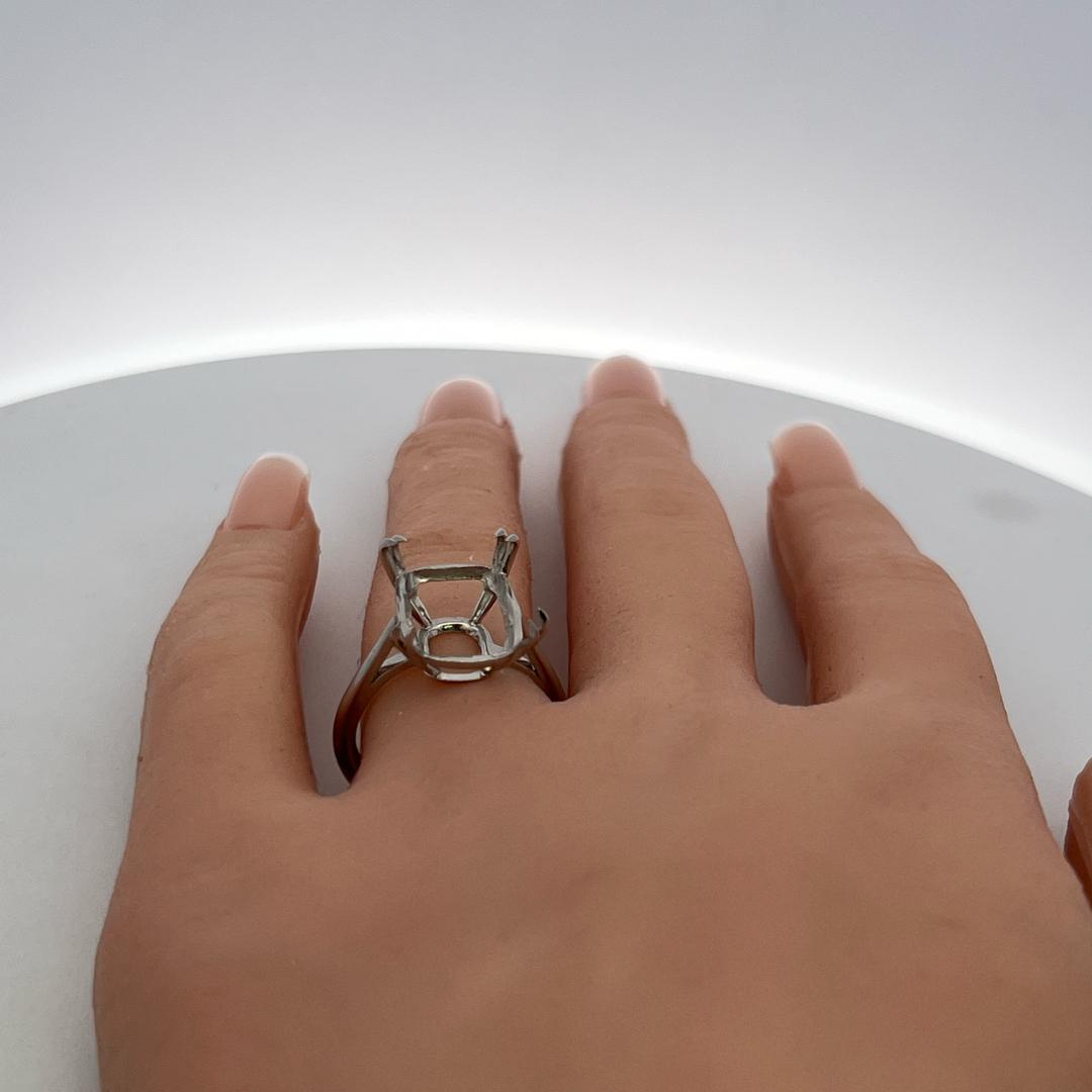 Vintage Platinum Semi Mount Ring Fits 13.00x10.01mm Holds 7.00ct++ Center Stone