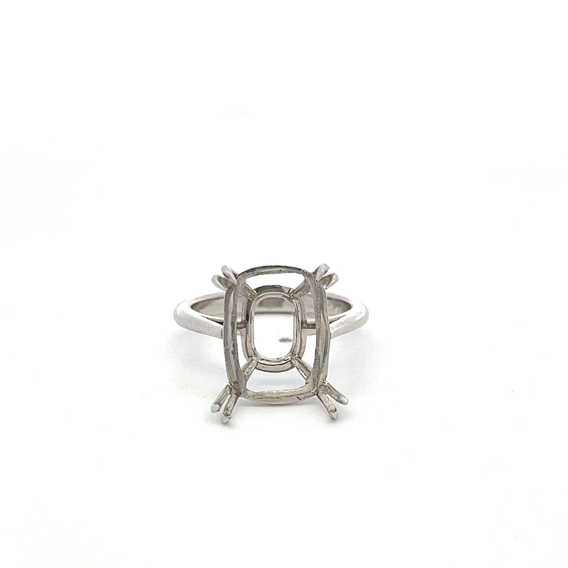 Vintage Platinum Semi Mount Ring Fits 13.00x10.01mm Holds 7.00ct++ Center Stone