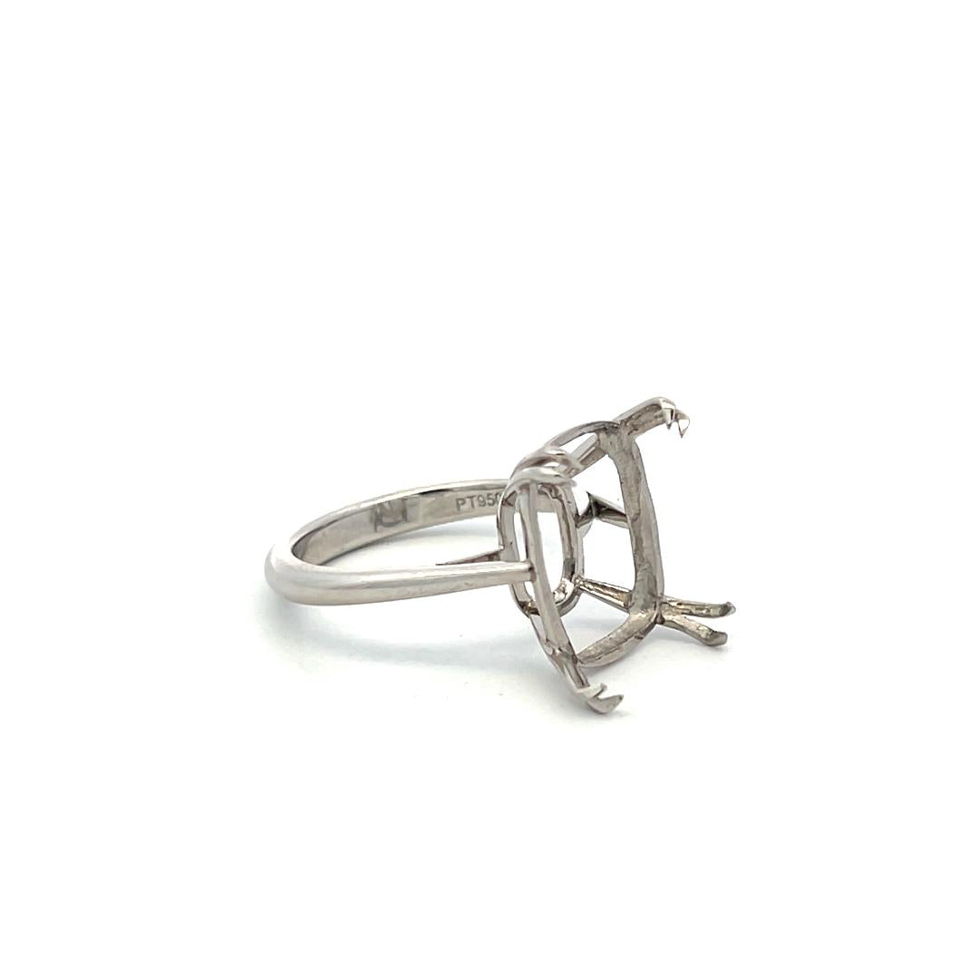 Vintage Platinum Semi Mount Ring Fits 13.00x10.01mm Holds 7.00ct++ Center Stone