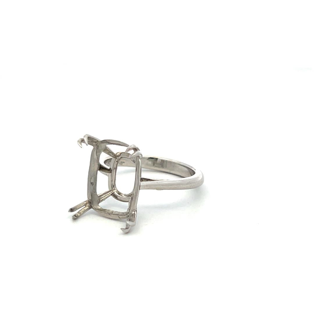 Vintage Platinum Semi Mount Ring Fits 13.00x10.01mm Holds 7.00ct++ Center Stone