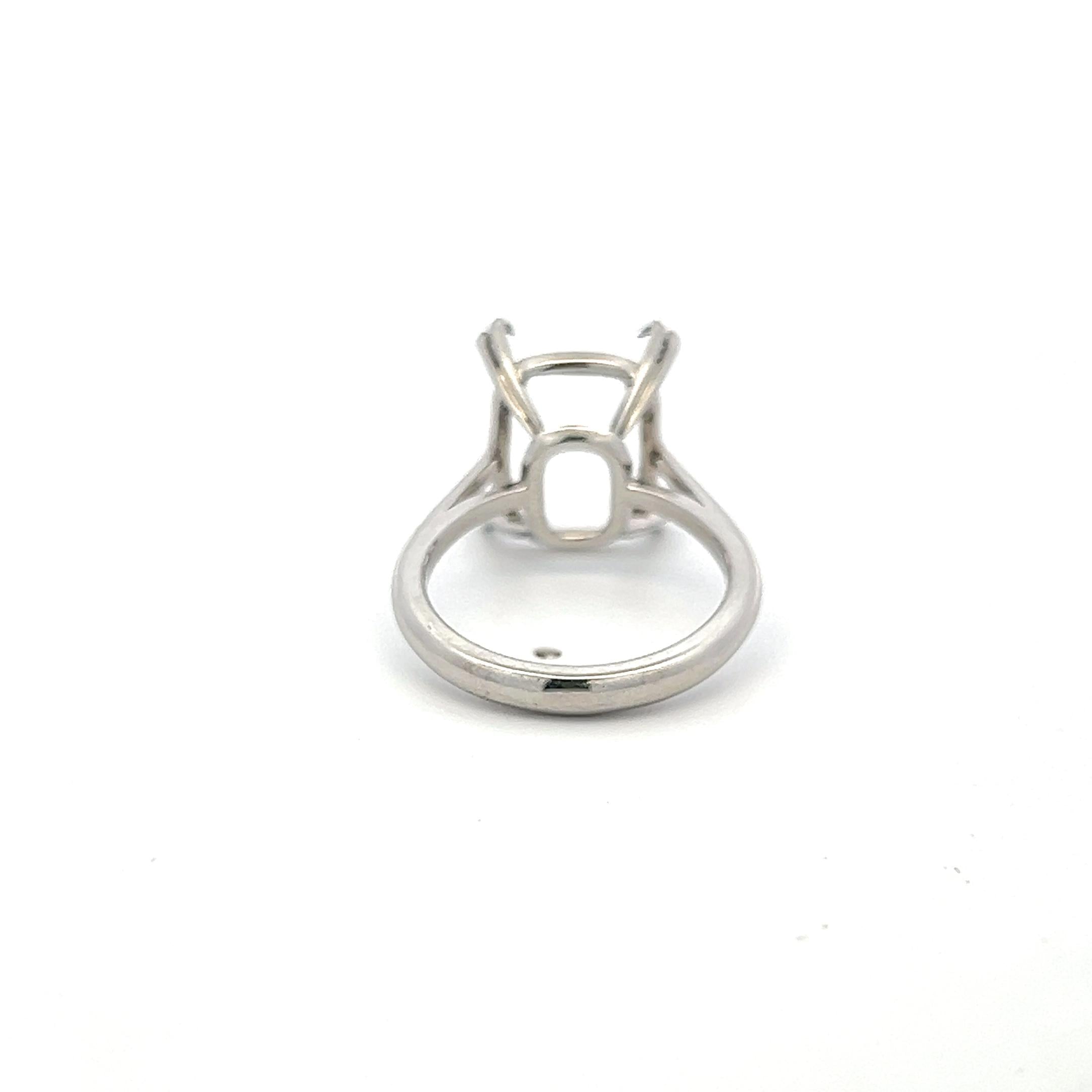 Vintage Platinum Semi Mount Ring Fits 13.00x10.01mm Holds 7.00ct++ Center Stone