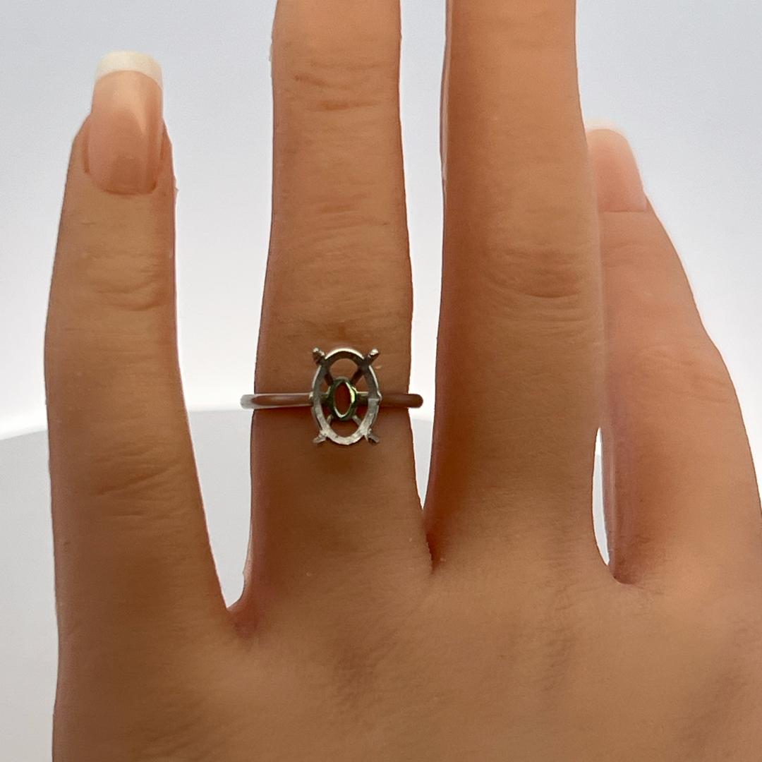 Vintage Platinum Semi Mount Ring Fits 9.7x6.8 MM Holds 2.5ct+ Center Stone