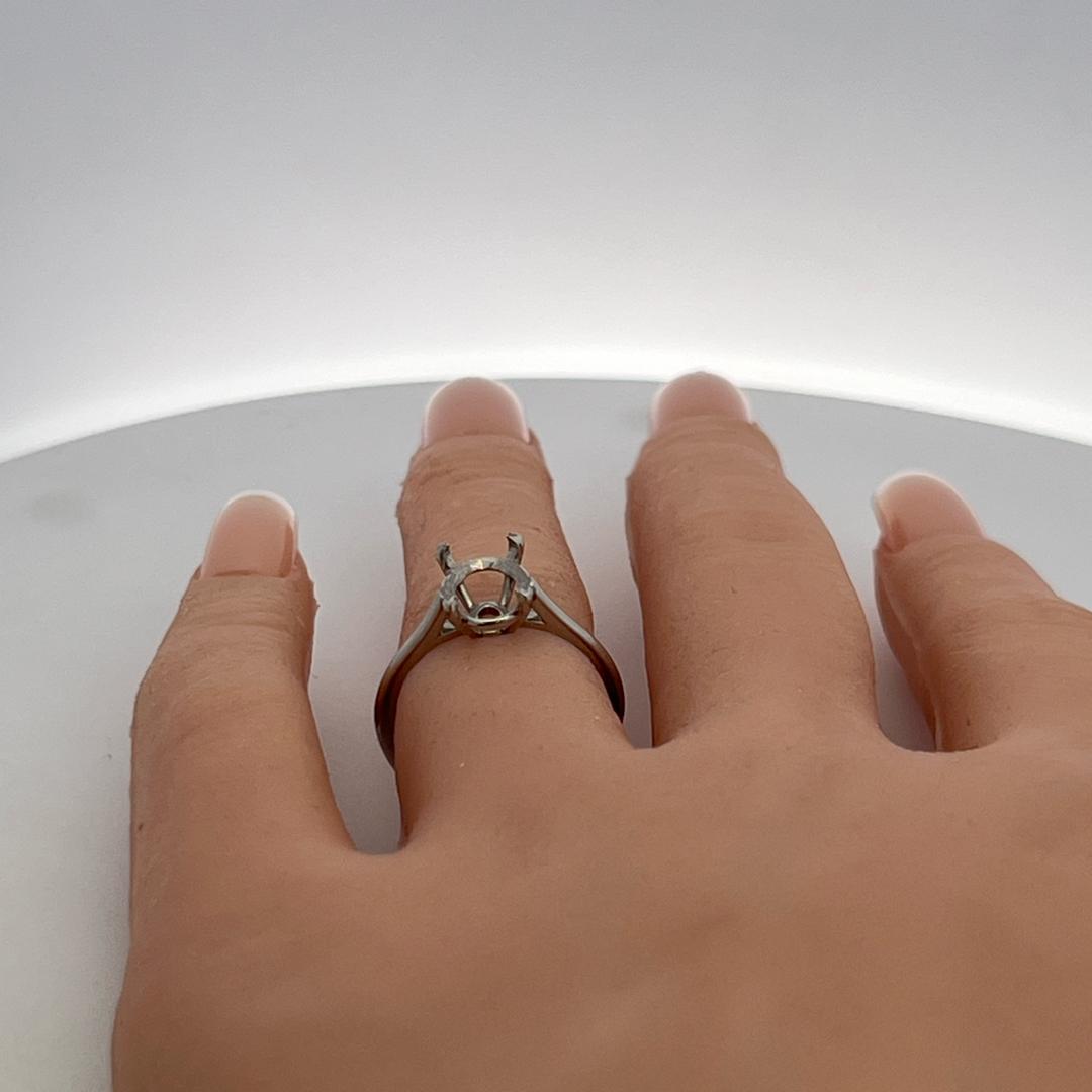 Vintage Platinum Semi Mount Ring Fits 9.7x6.8 MM Holds 2.5ct+ Center Stone