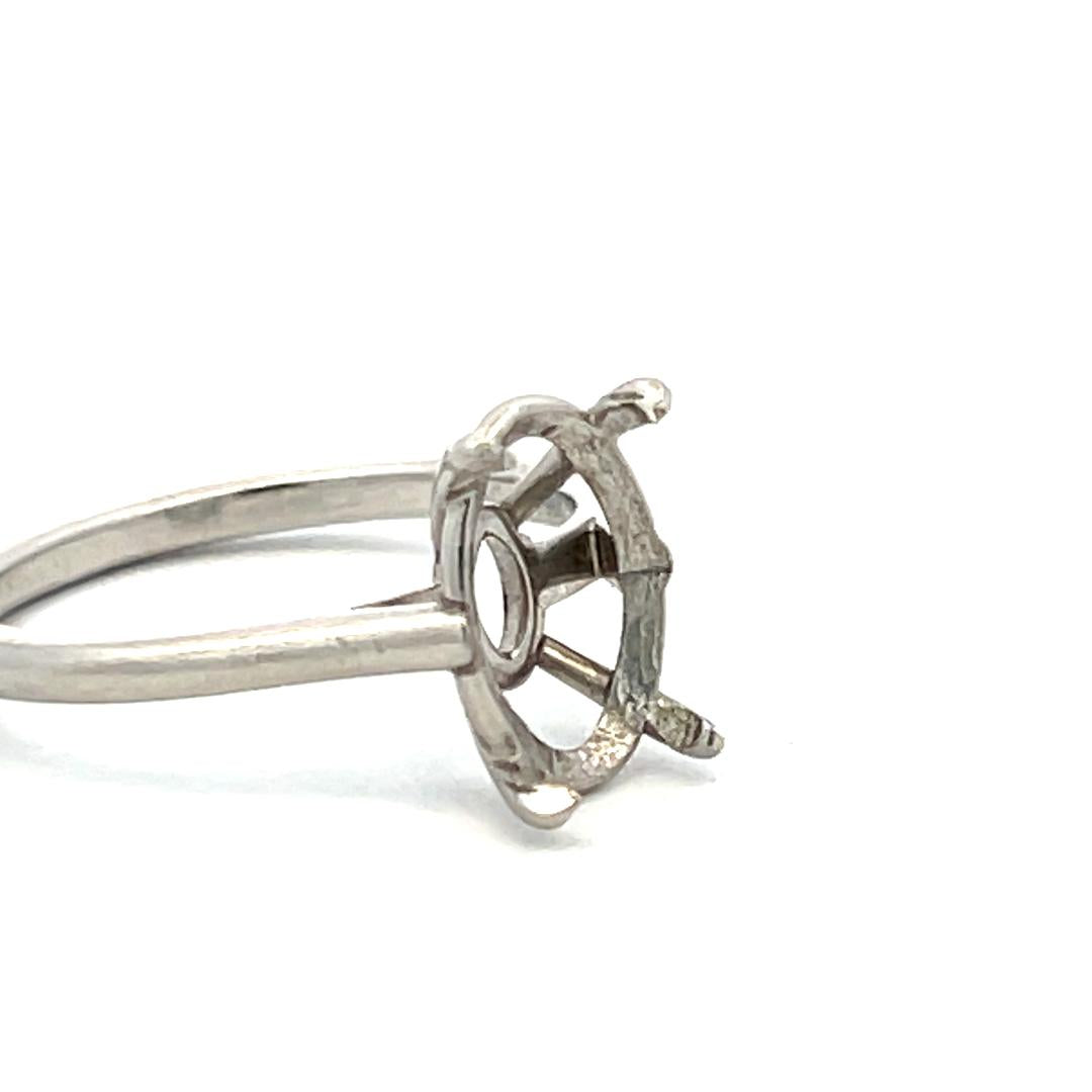 Vintage Platinum Semi Mount Ring Fits 9.7x6.8 MM Holds 2.5ct+ Center Stone