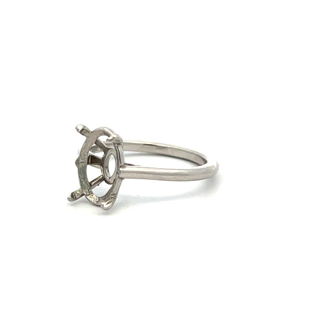 Vintage Platinum Semi Mount Ring Fits 9.7x6.8 MM Holds 2.5ct+ Center Stone