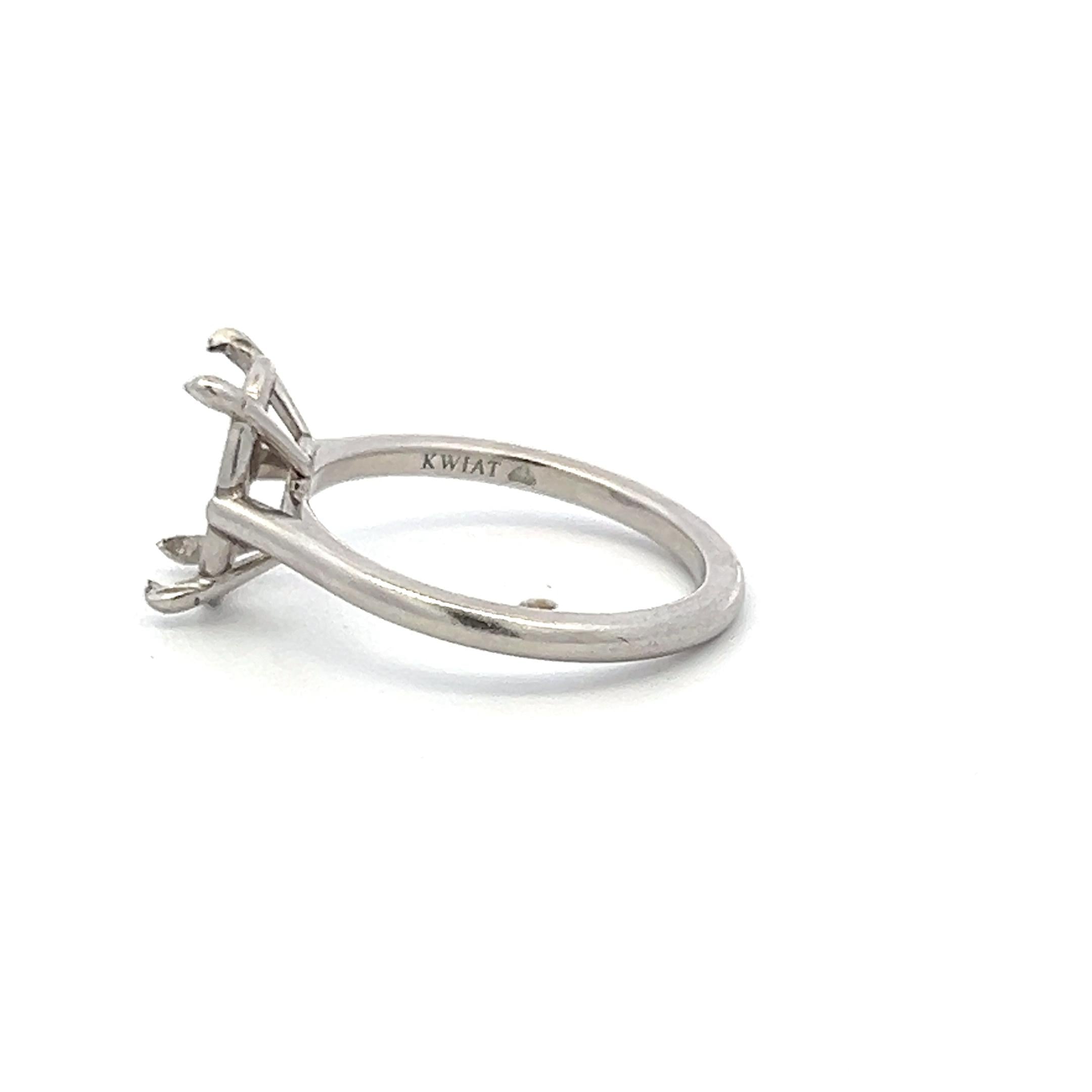 Vintage Platinum Semi Mount Ring Fits 9.7x6.8 MM Holds 2.5ct+ Center Stone