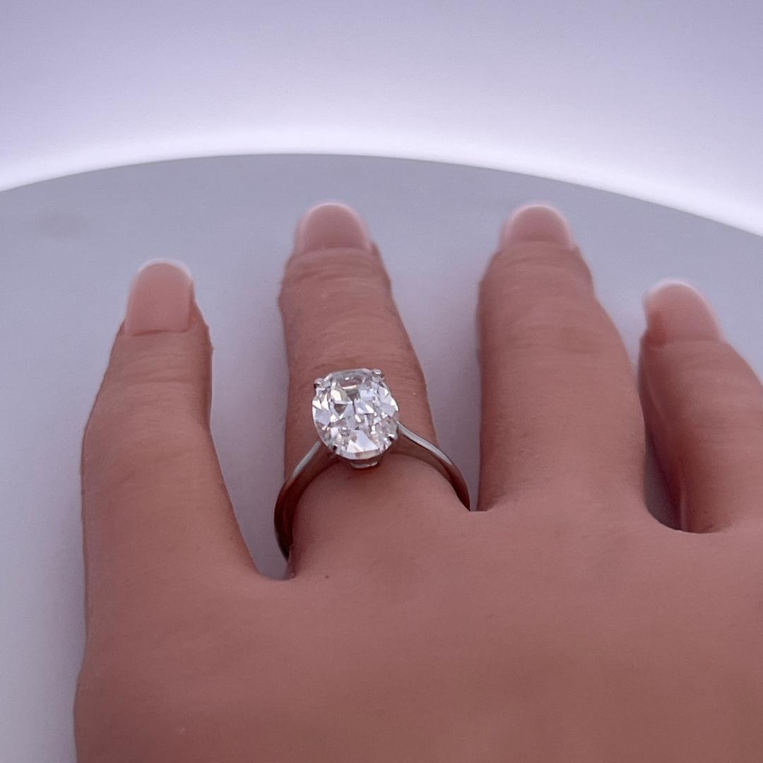 Vintage Platinum Engagement Ring with 5.01 Carat Cushion Diamond D-VS2 GIA