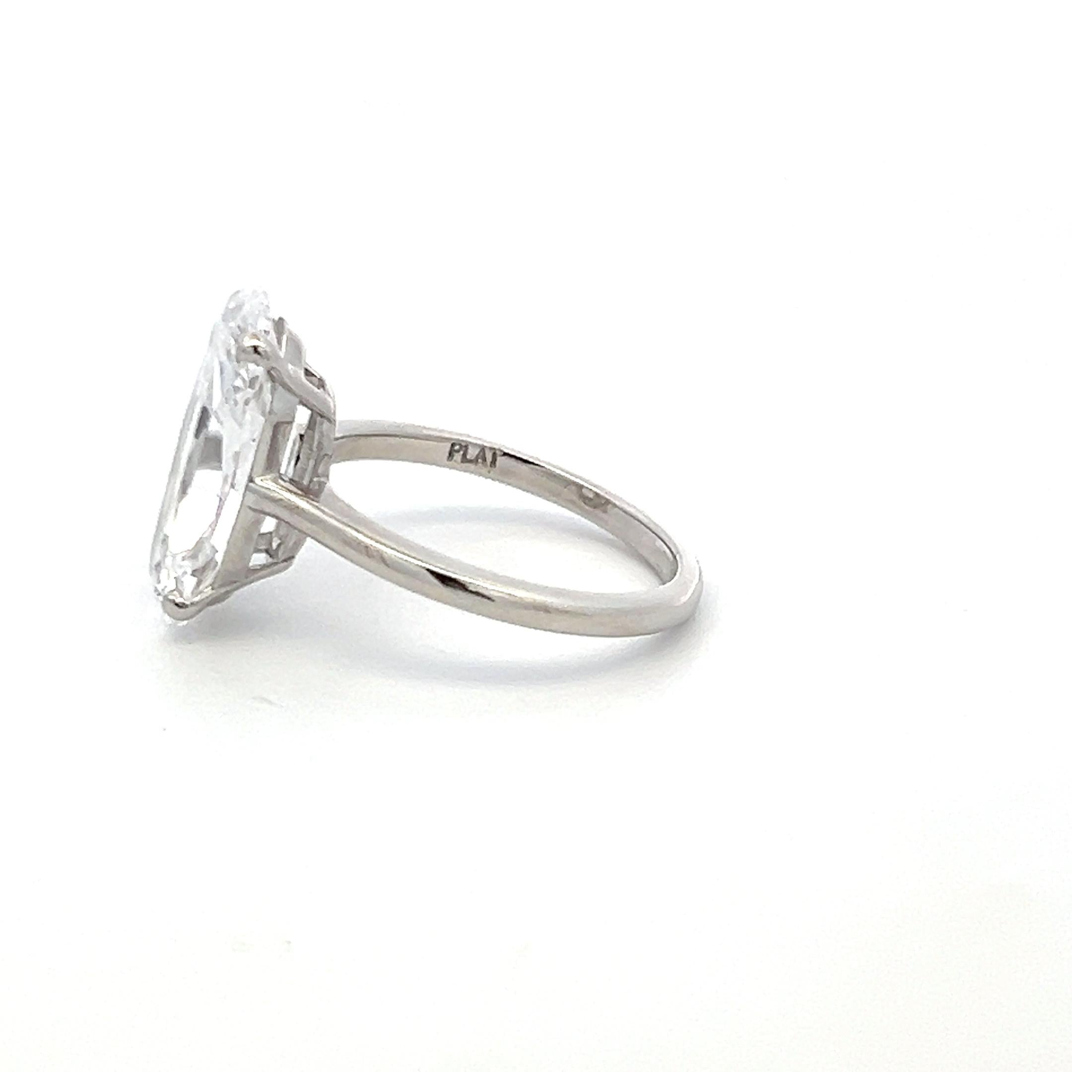 Vintage Platinum Engagement Ring with 5.01 Carat Cushion Diamond D-VS2 GIA