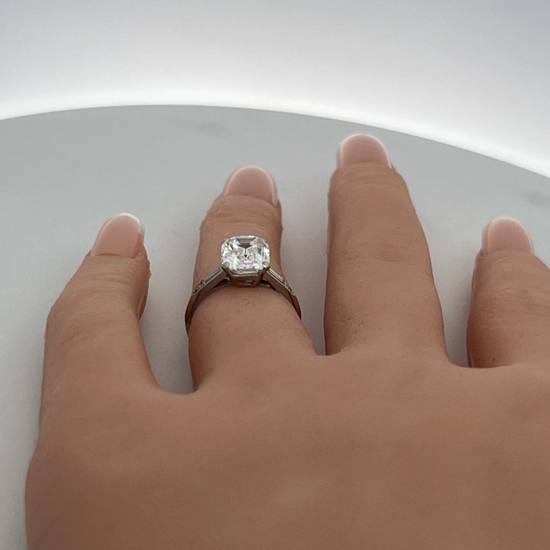 Tiffany & Co 18K WG Art Deco Ring 2.77ct Emerald Cut Diamond Size 5  E VS2 GIA