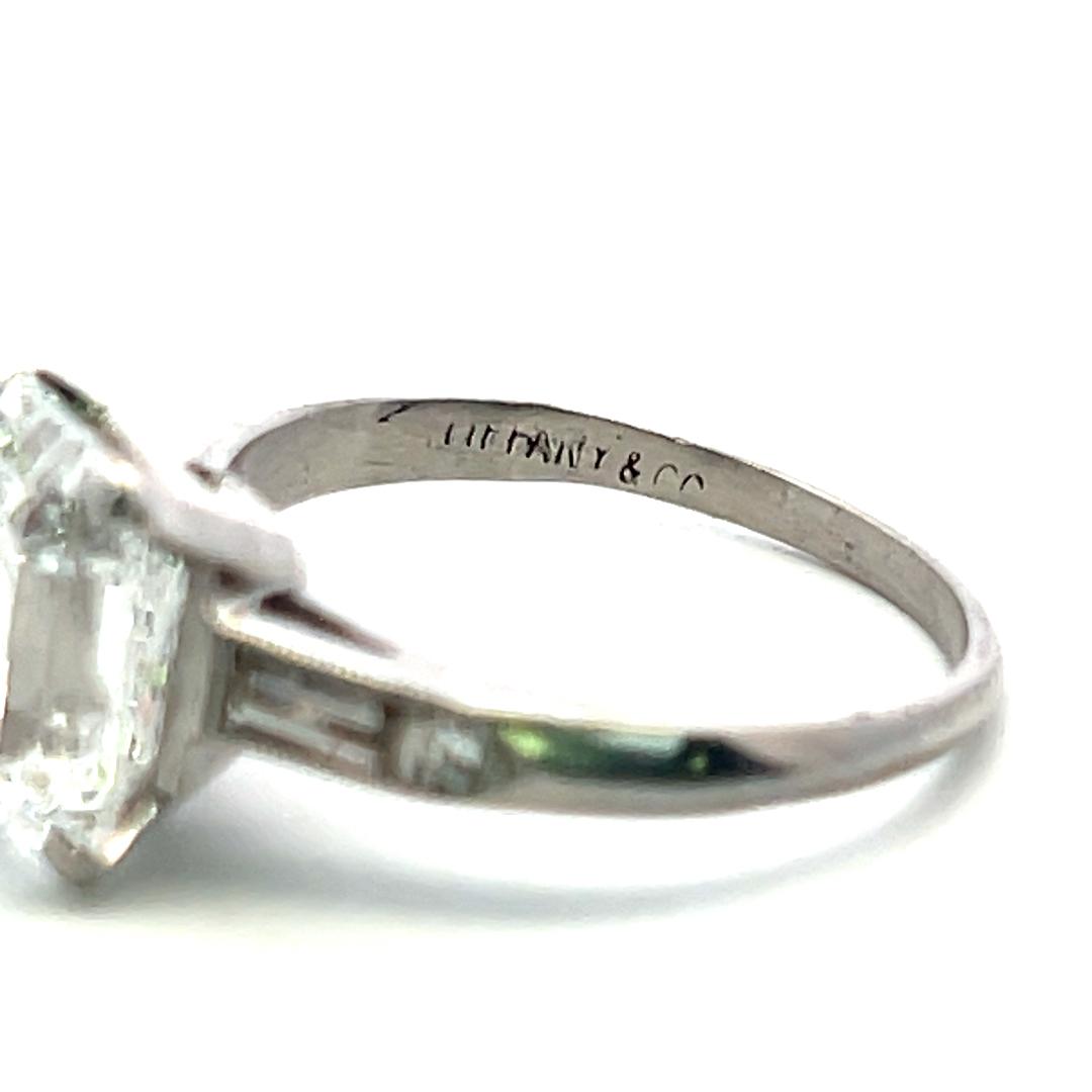 Tiffany & Co 18K WG Art Deco Ring 2.77ct Emerald Cut Diamond Size 5  E VS2 GIA