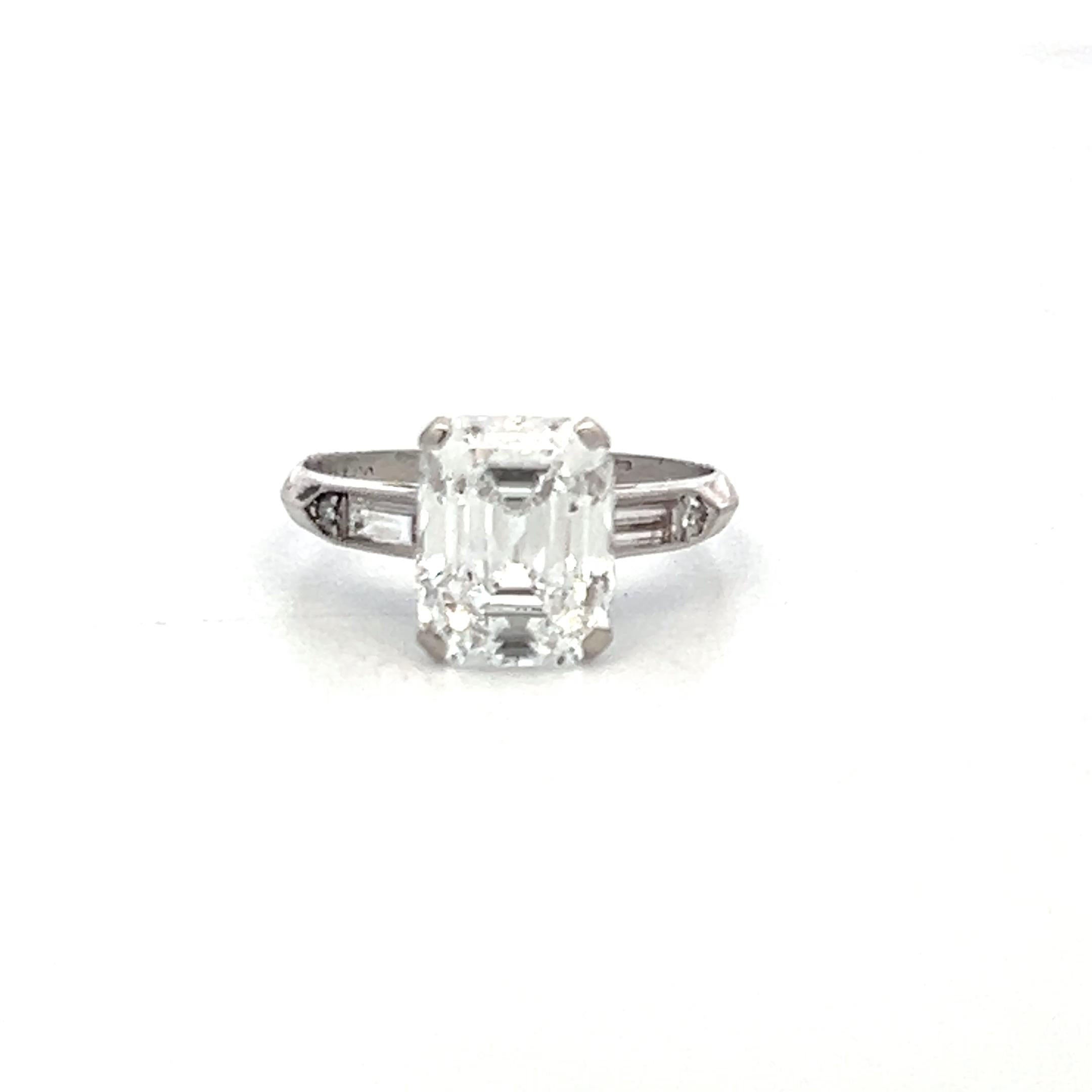Tiffany & Co 18K WG Art Deco Ring 2.77ct Emerald Cut Diamond Size 5  E VS2 GIA