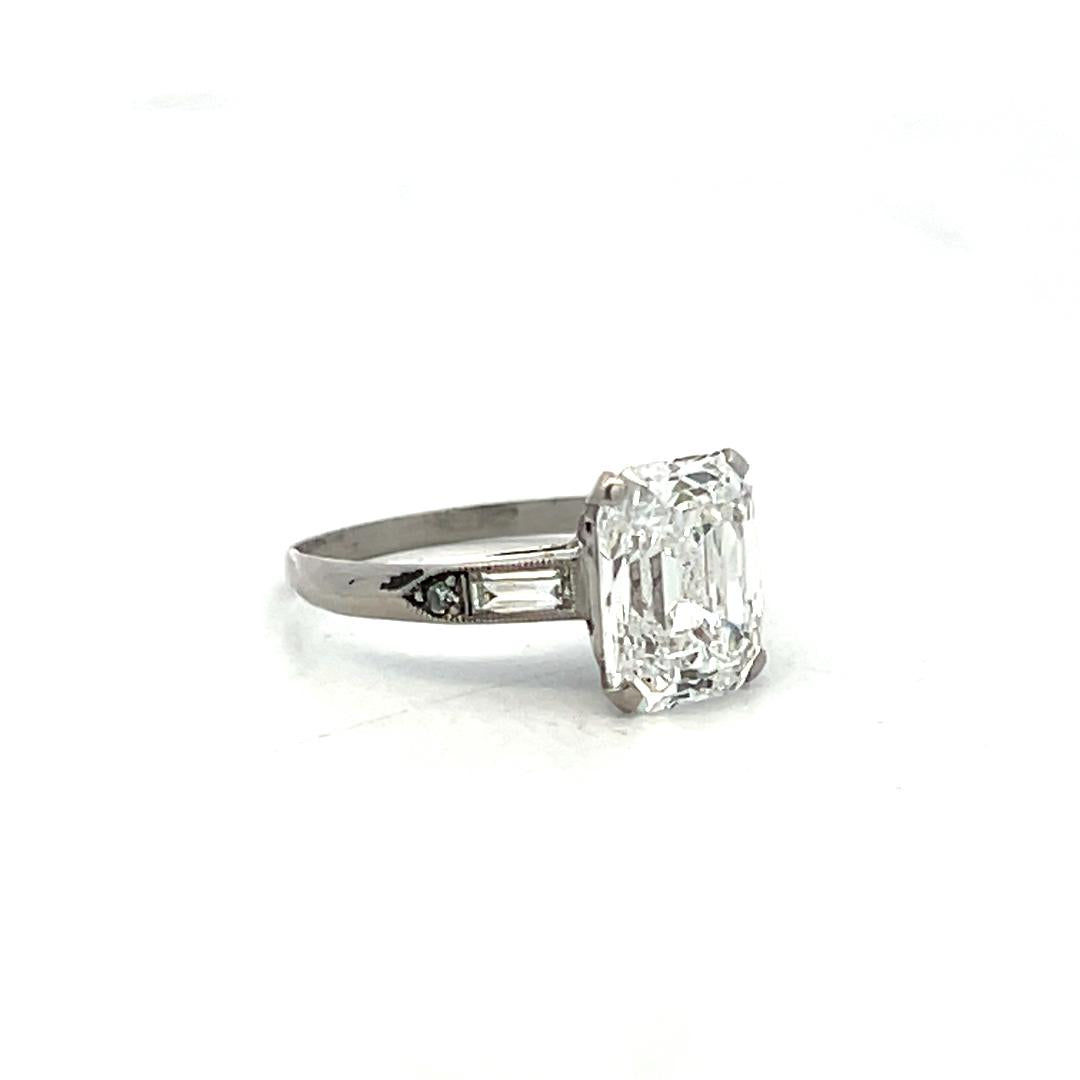 Tiffany & Co 18K WG Art Deco Ring 2.77ct Emerald Cut Diamond Size 5  E VS2 GIA