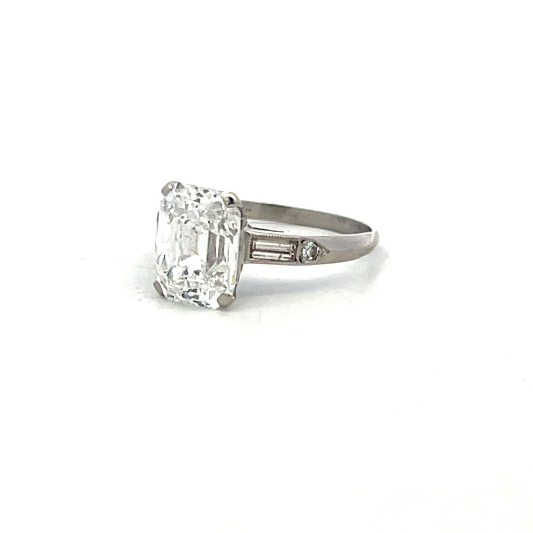 Tiffany & Co 18K WG Art Deco Ring 2.77ct Emerald Cut Diamond Size 5  E VS2 GIA