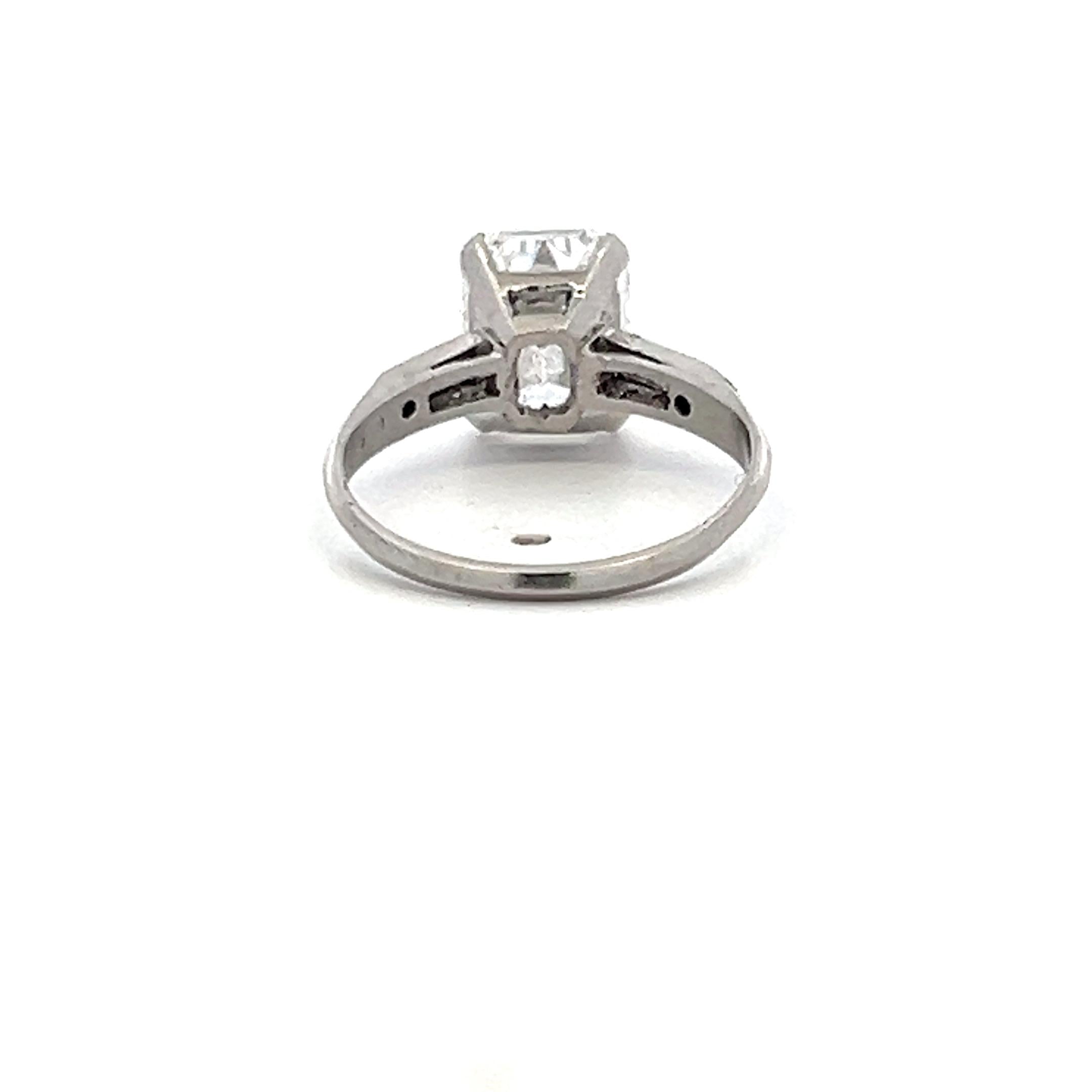 Tiffany & Co 18K WG Art Deco Ring 2.77ct Emerald Cut Diamond Size 5  E VS2 GIA