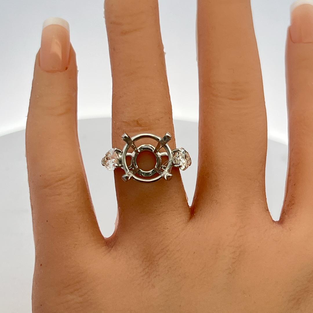 Platinum Semi Mount Ring with 1.72ct Pear Diamonds Fits 13.2 MM 8.00ct++ GIA