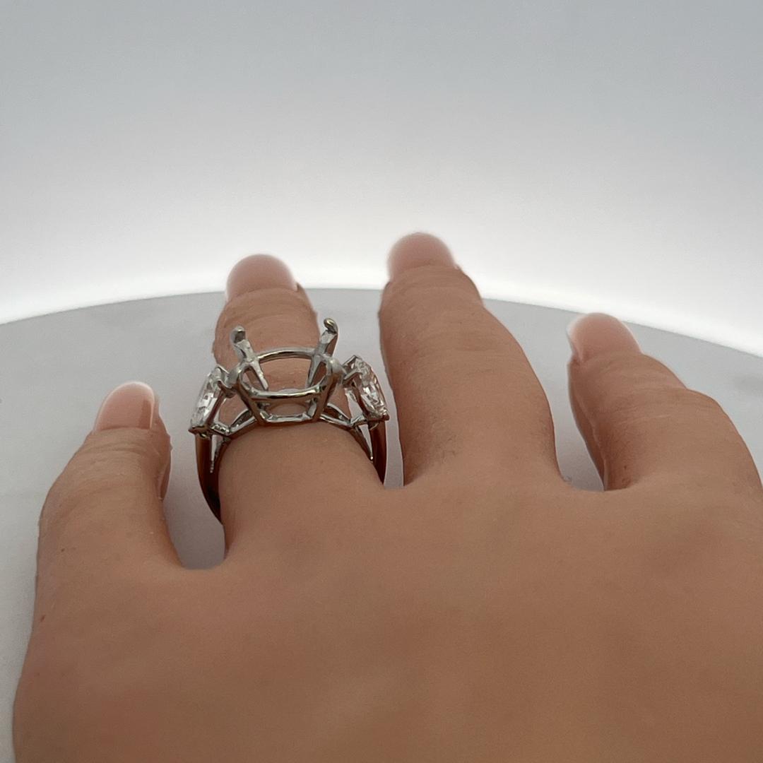 Platinum Semi Mount Ring with 1.72ct Pear Diamonds Fits 13.2 MM 8.00ct++ GIA