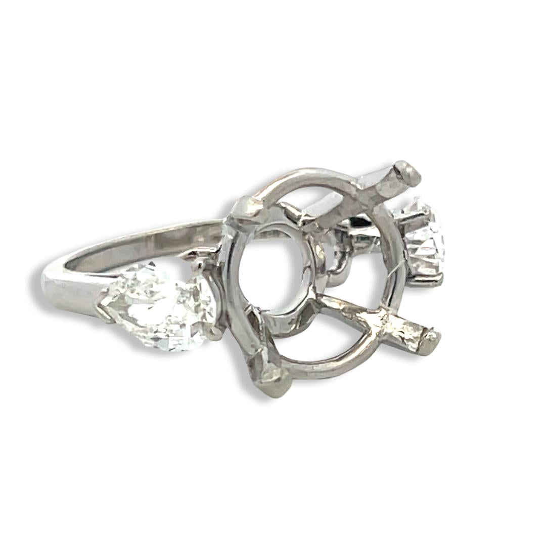 Platinum Semi Mount Ring with 1.72ct Pear Diamonds Fits 13.2 MM 8.00ct++ GIA