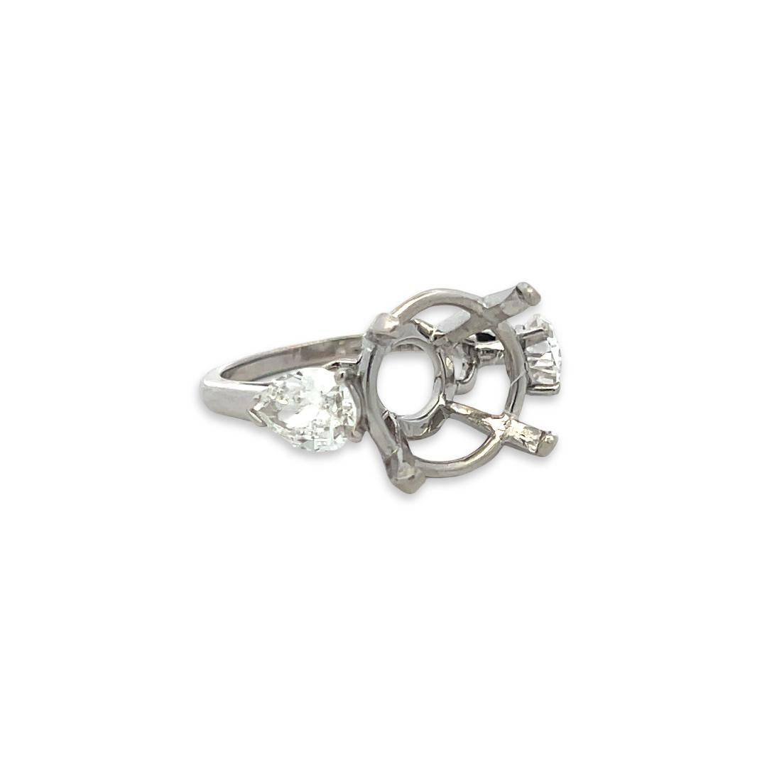 Platinum Semi Mount Ring with 1.72ct Pear Diamonds Fits 13.2 MM 8.00ct++ GIA