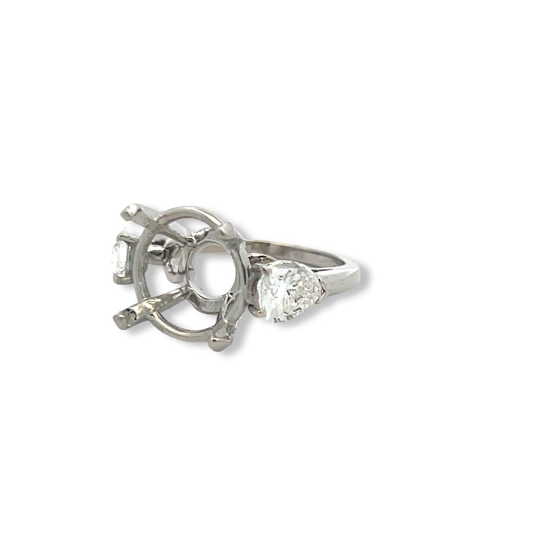 Platinum Semi Mount Ring with 1.72ct Pear Diamonds Fits 13.2 MM 8.00ct++ GIA