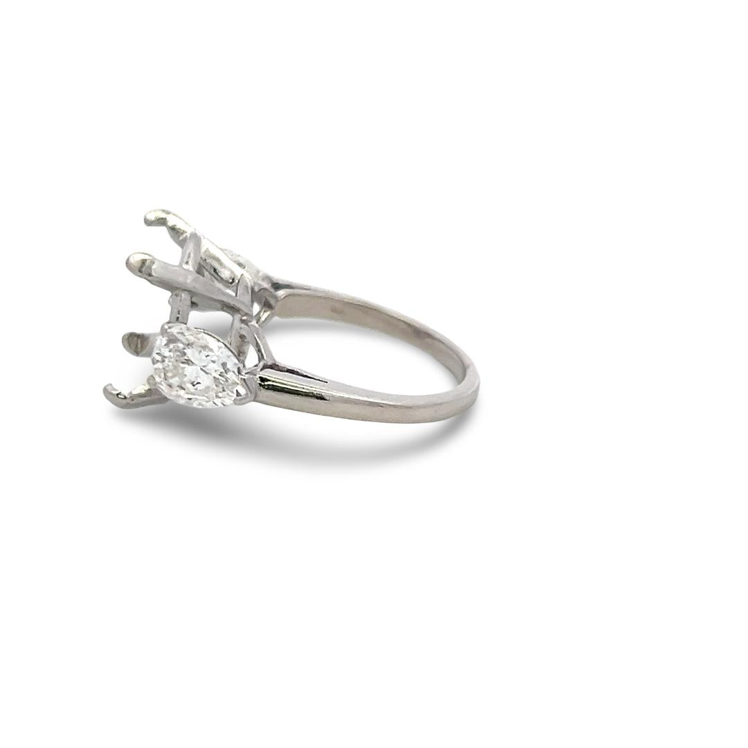 Platinum Semi Mount Ring with 1.72ct Pear Diamonds Fits 13.2 MM 8.00ct++ GIA
