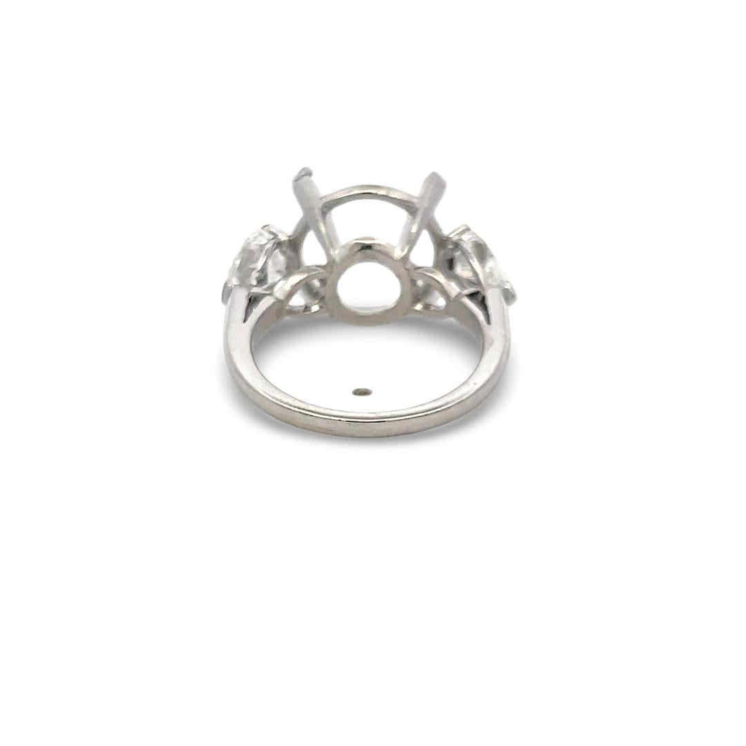 Platinum Semi Mount Ring with 1.72ct Pear Diamonds Fits 13.2 MM 8.00ct++ GIA
