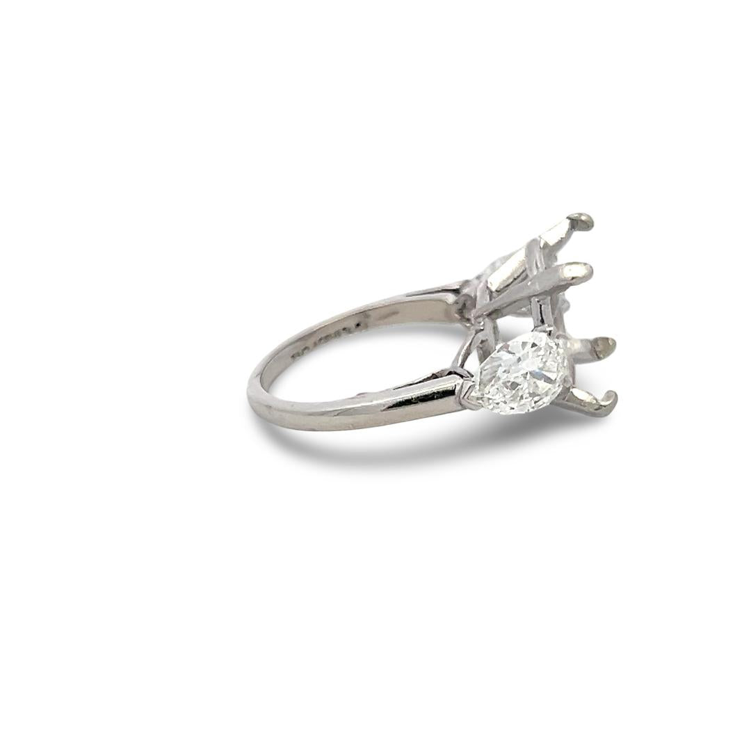 Platinum Semi Mount Ring with 1.72ct Pear Diamonds Fits 13.2 MM 8.00ct++ GIA