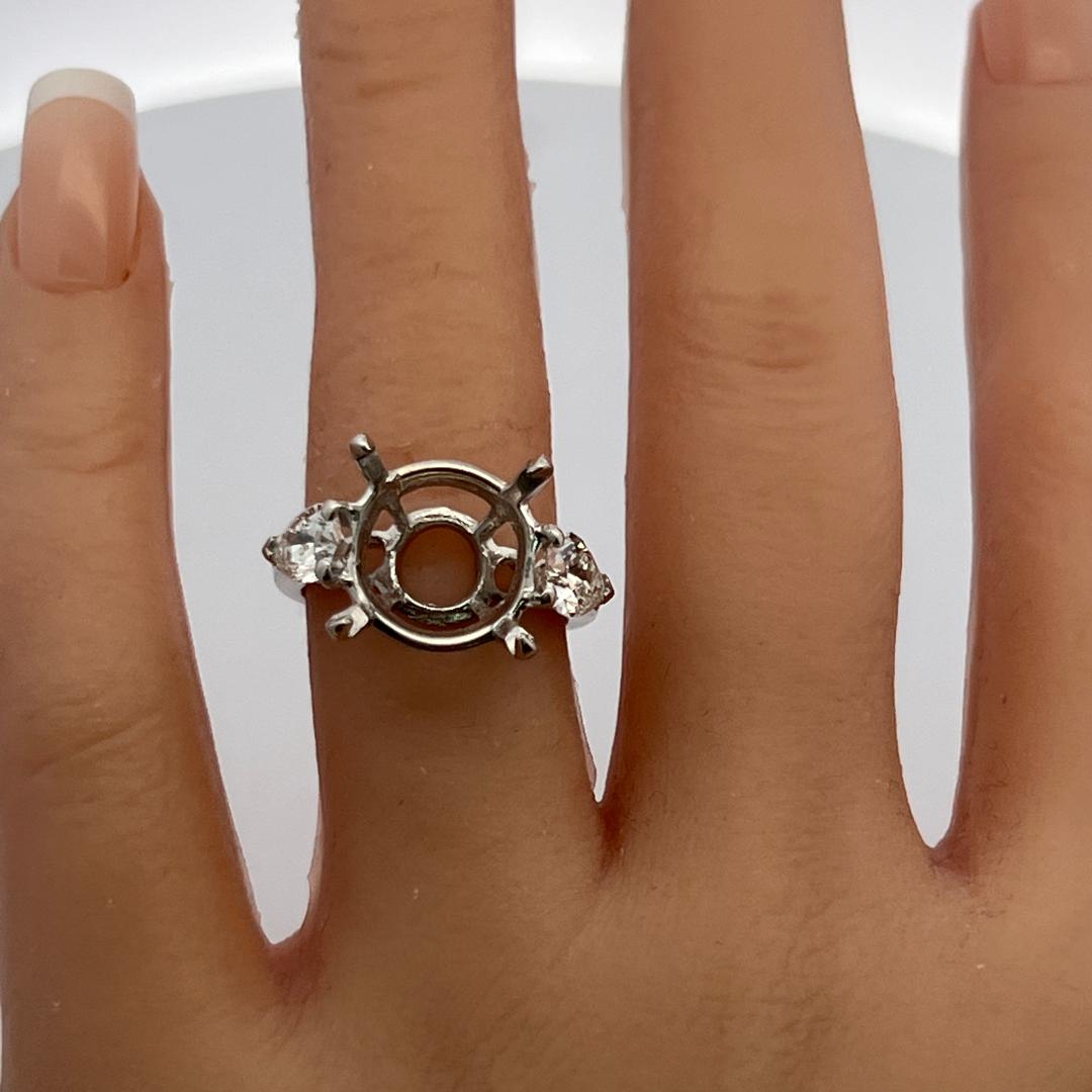 Platinum Semi Mount Ring with 1.41 Carat Pear Diamonds Fits 13.00 MM H-SI1 GIA