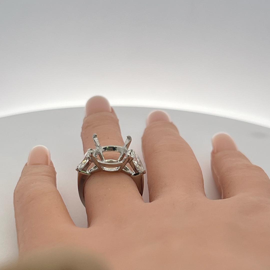 Platinum Semi Mount Ring with 1.41 Carat Pear Diamonds Fits 13.00 MM H-SI1 GIA