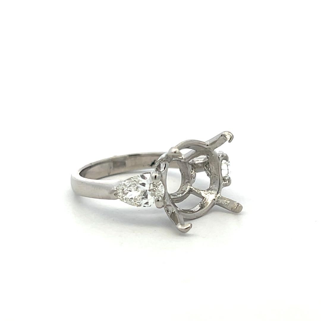 Platinum Semi Mount Ring with 1.41 Carat Pear Diamonds Fits 13.00 MM H-SI1 GIA