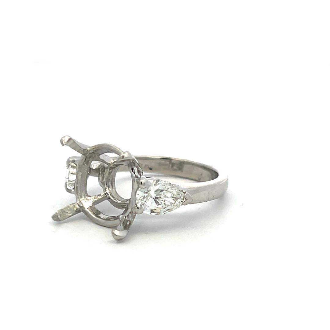 Platinum Semi Mount Ring with 1.41 Carat Pear Diamonds Fits 13.00 MM H-SI1 GIA